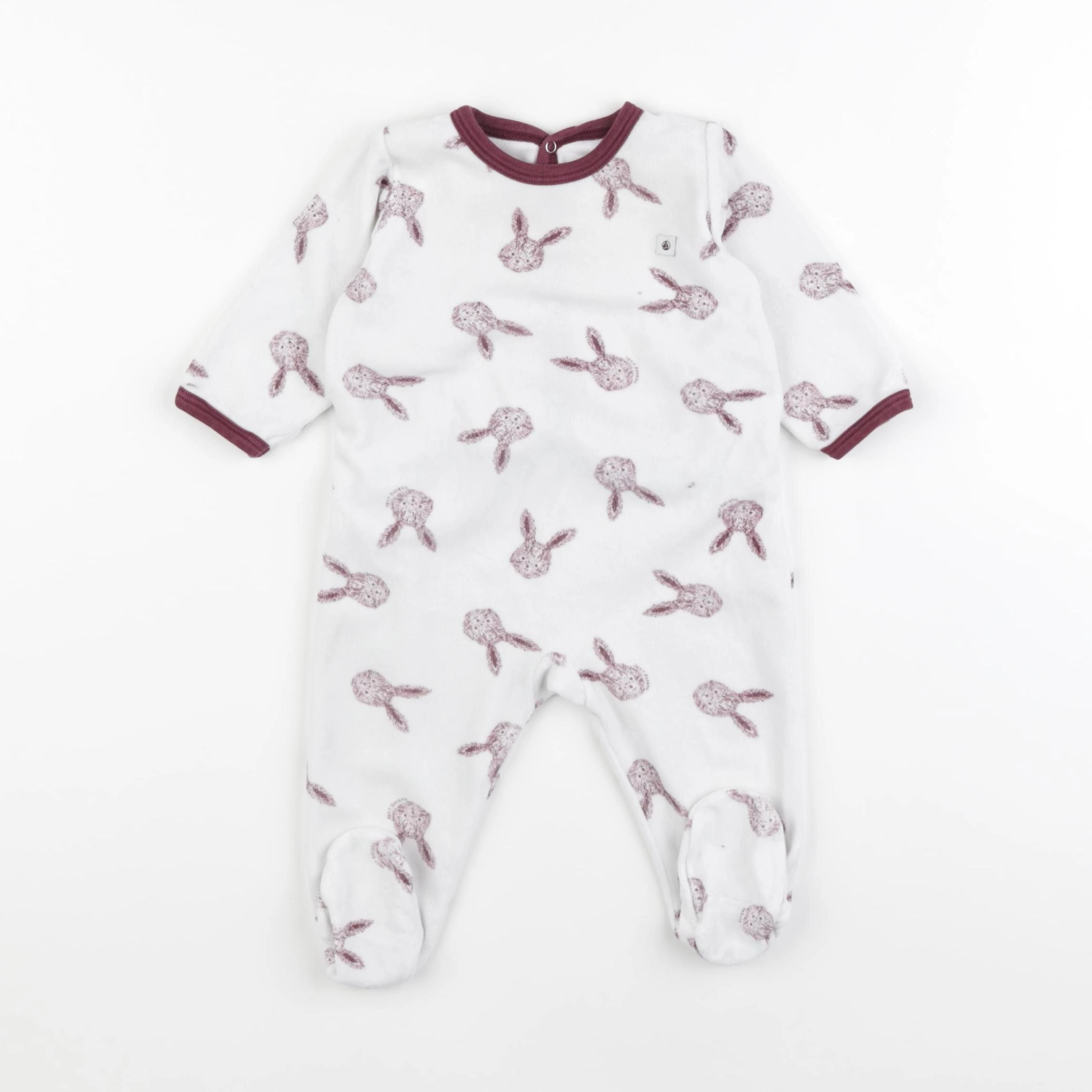 Petit Bateau - pyjama velours blanc - 6 mois