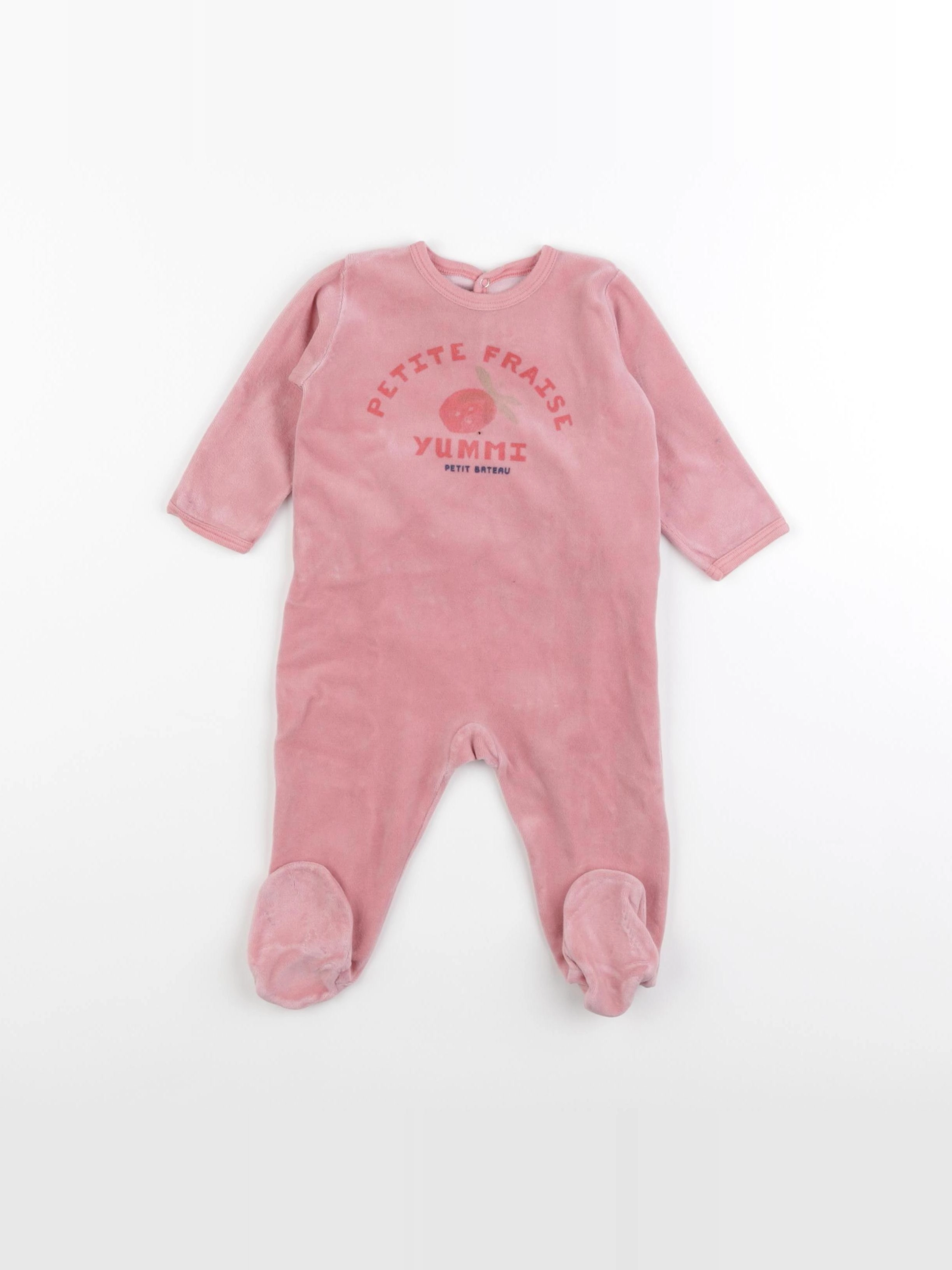 Petit Bateau - pyjama velours rose - 9 mois