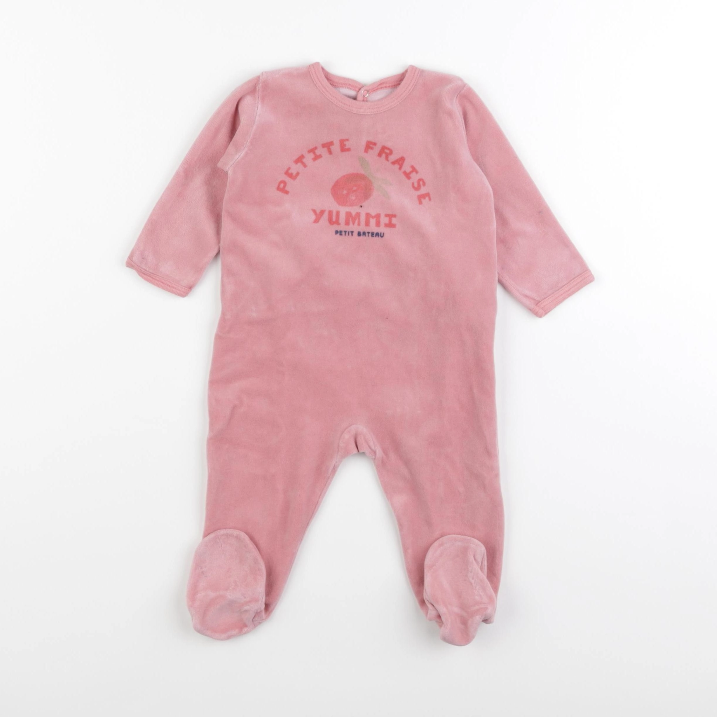 Petit Bateau - pyjama velours rose - 9 mois