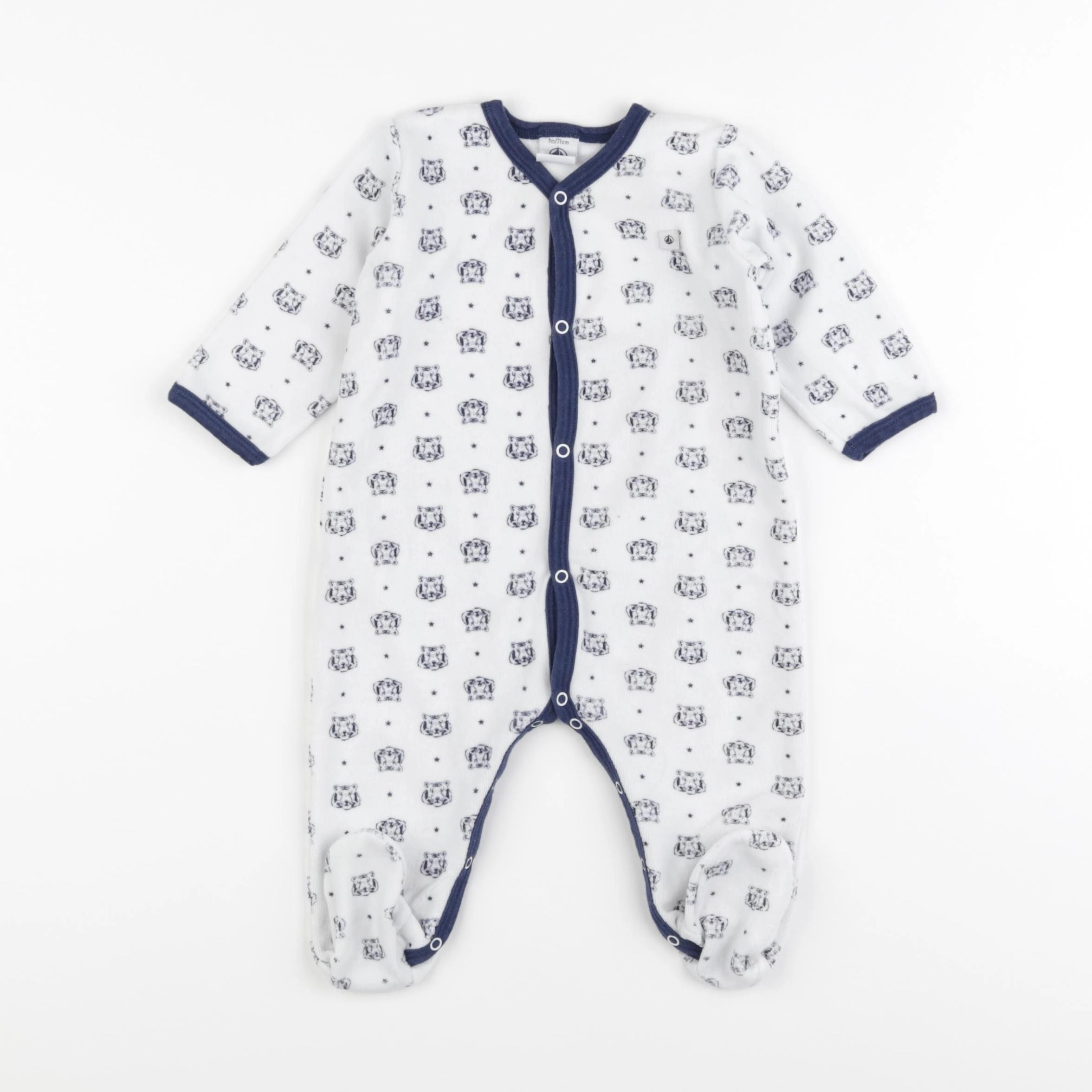 Petit Bateau - pyjama velours blanc - 9 mois