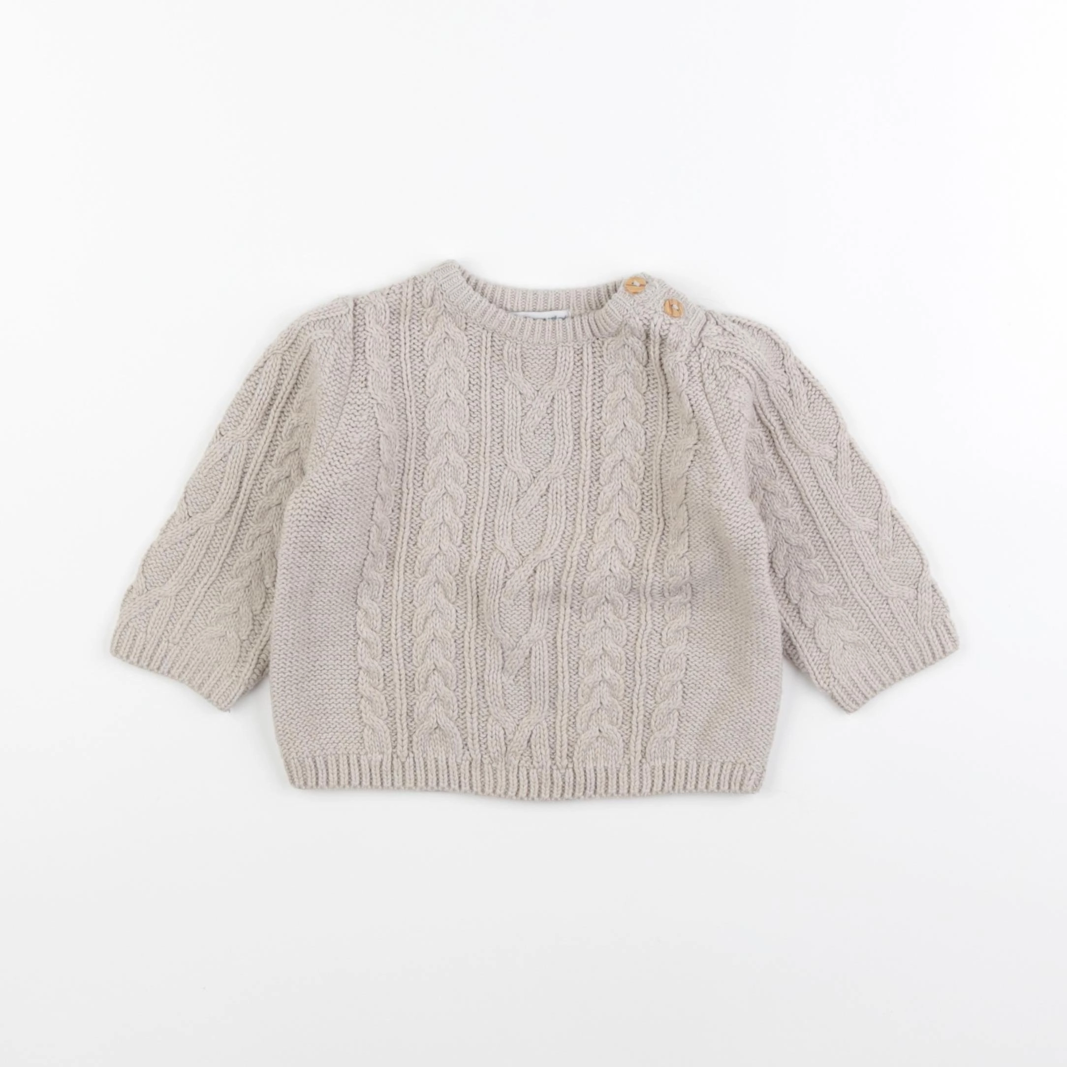 Vertbaudet - pull beige - 12 mois