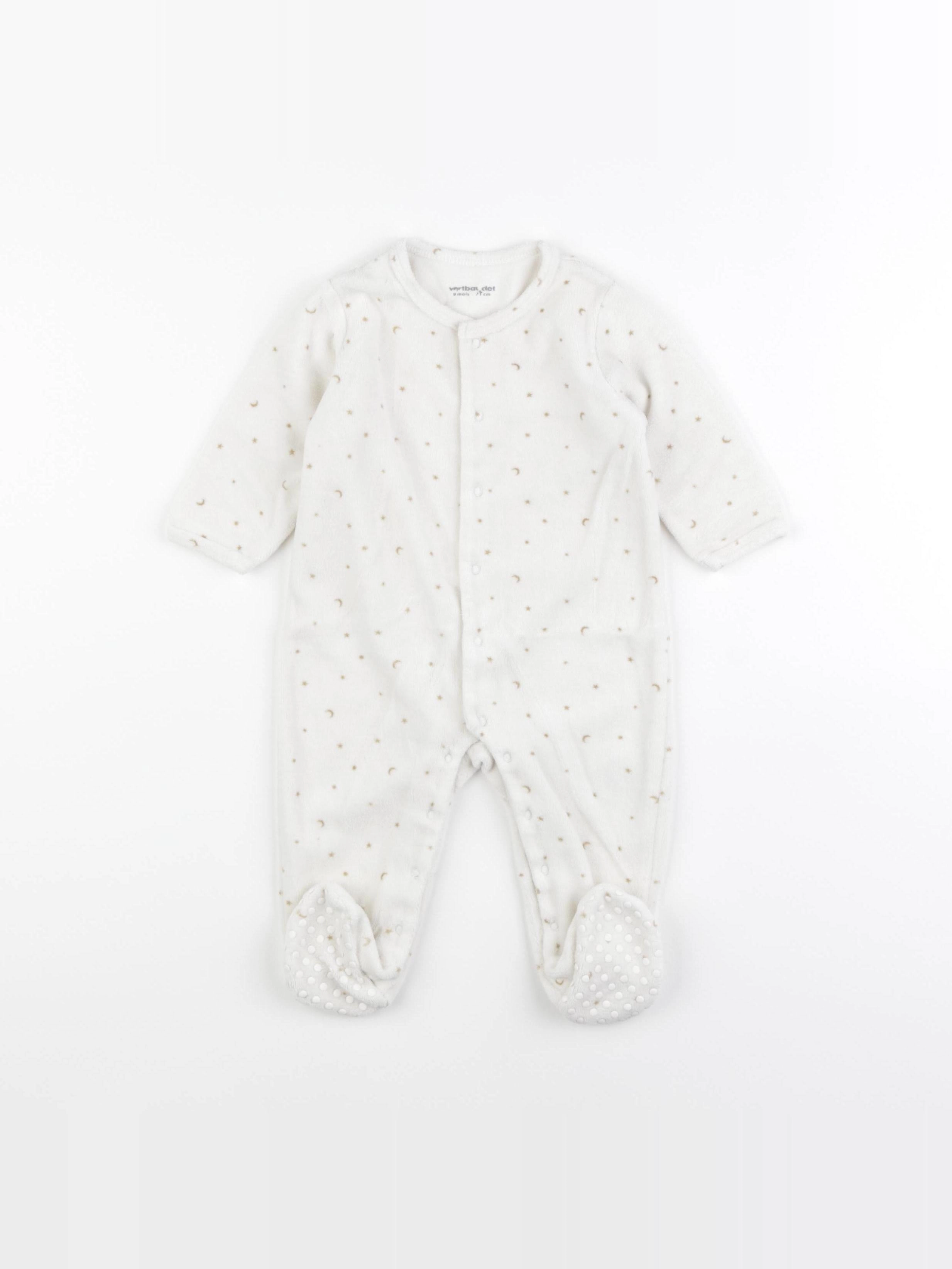 Vertbaudet - pyjama velours blanc - 9 mois