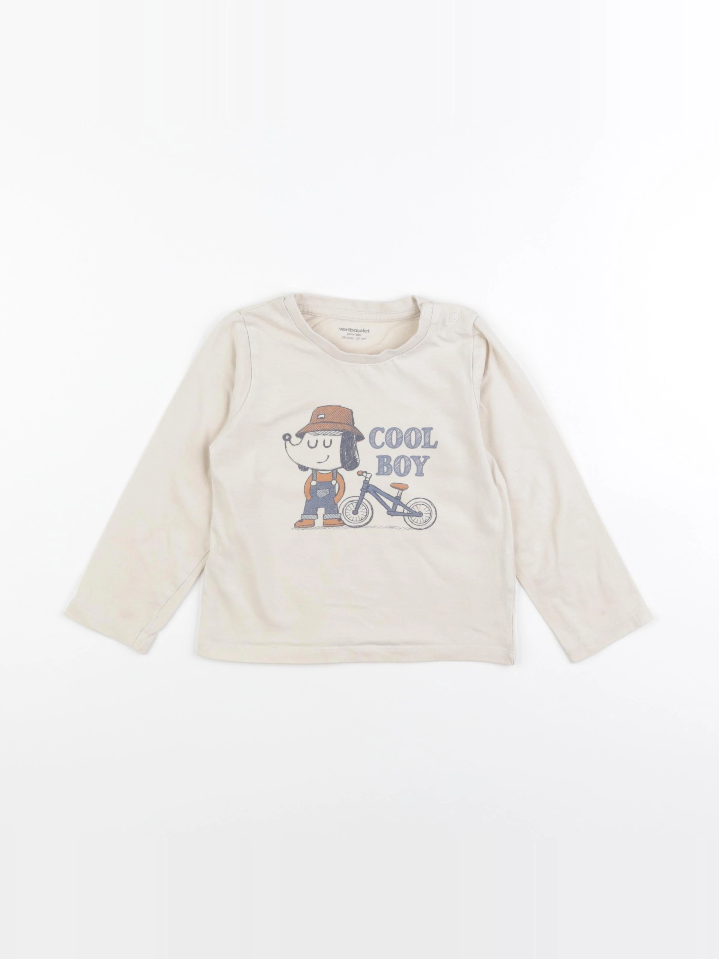 Vertbaudet - tee-shirt beige - 36 mois