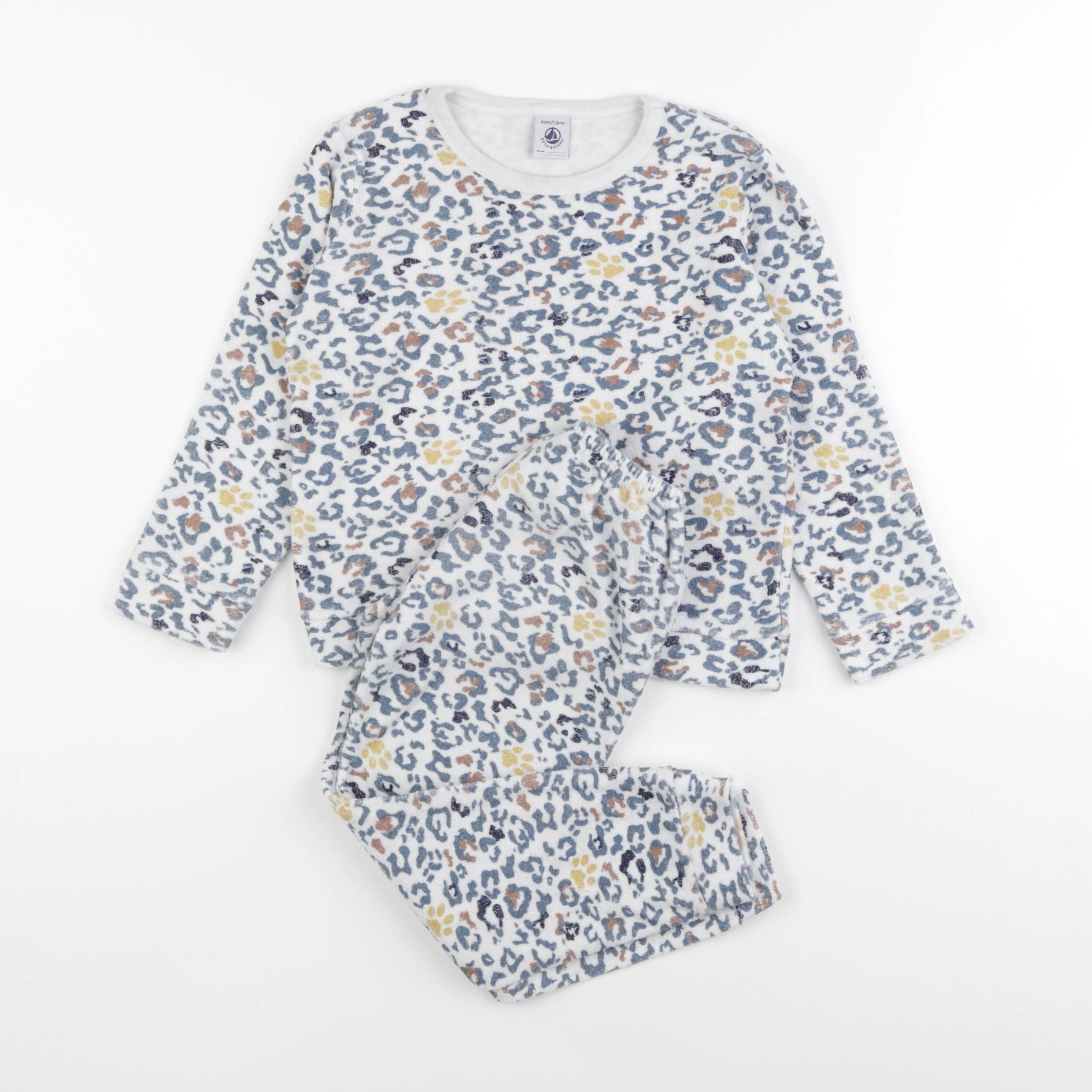 Petit Bateau - pyjama velours bleu - 6 ans