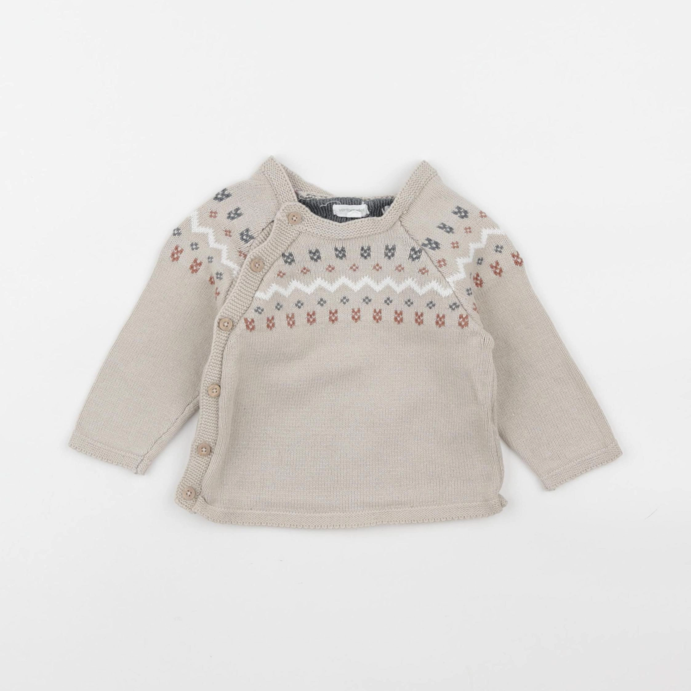 Vertbaudet - pull beige - 9 mois
