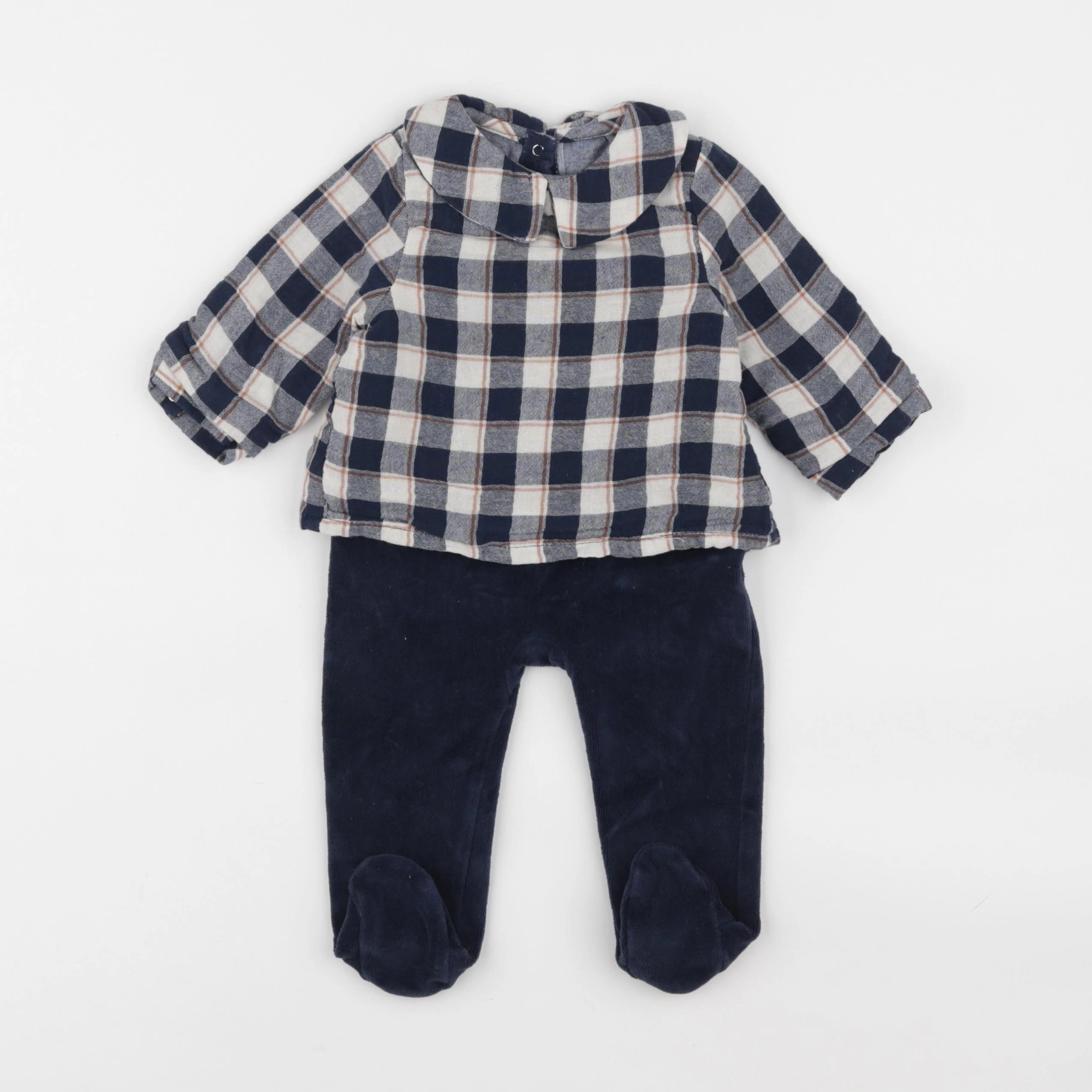 Vertbaudet - pyjama velours bleu - 6 mois