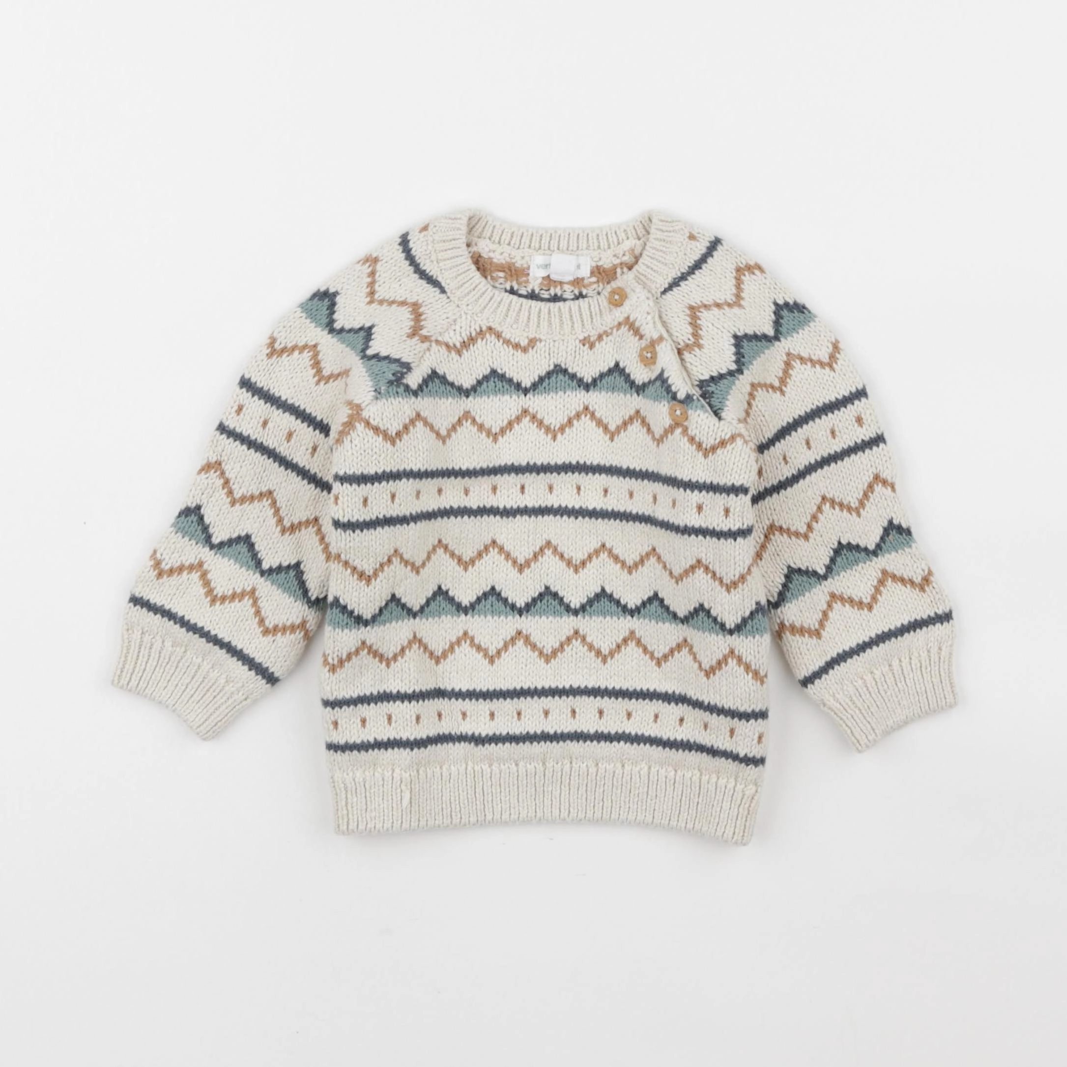 Vertbaudet - pull beige - 9 mois