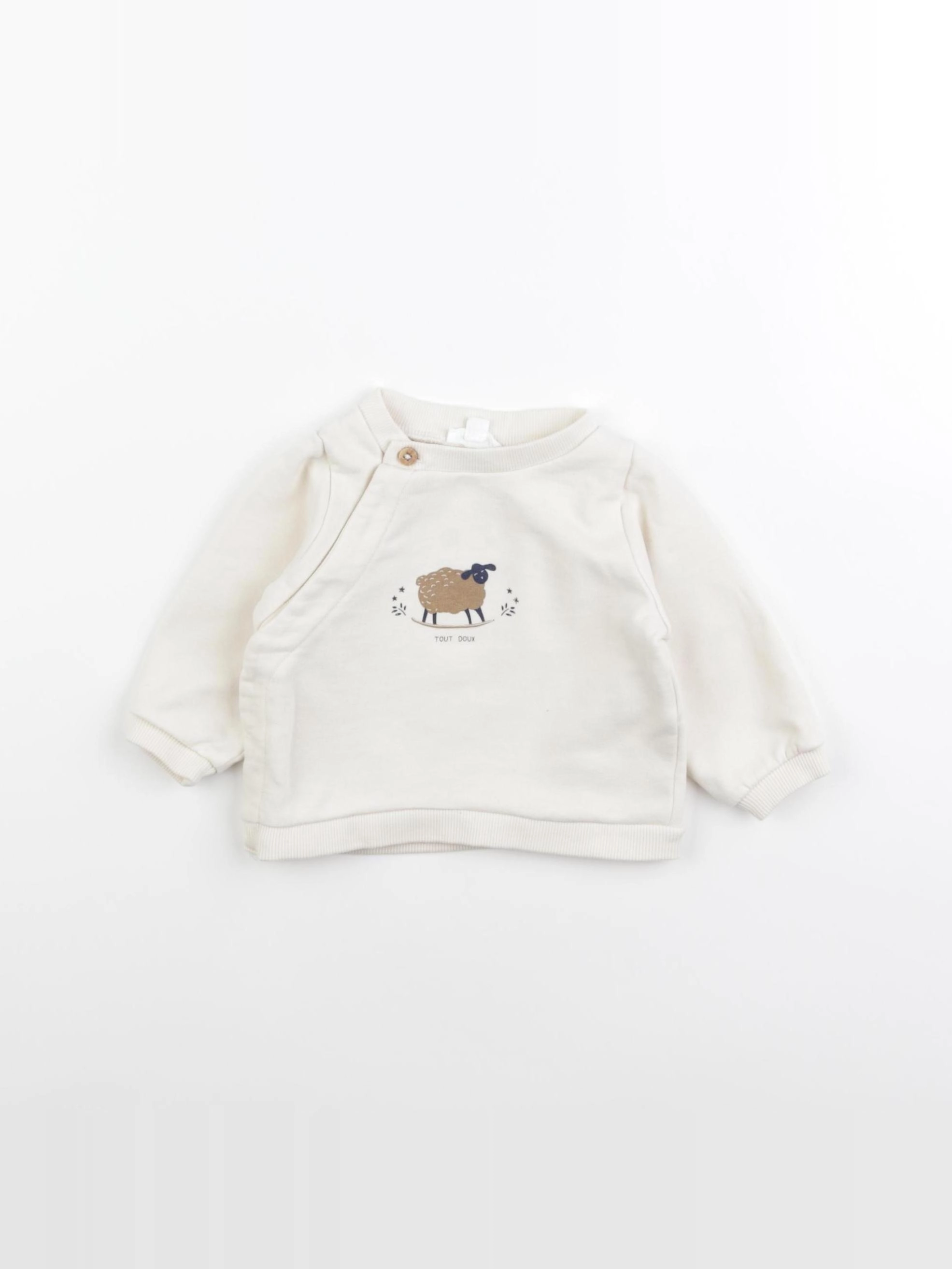 Vertbaudet - sweat beige - 3 mois