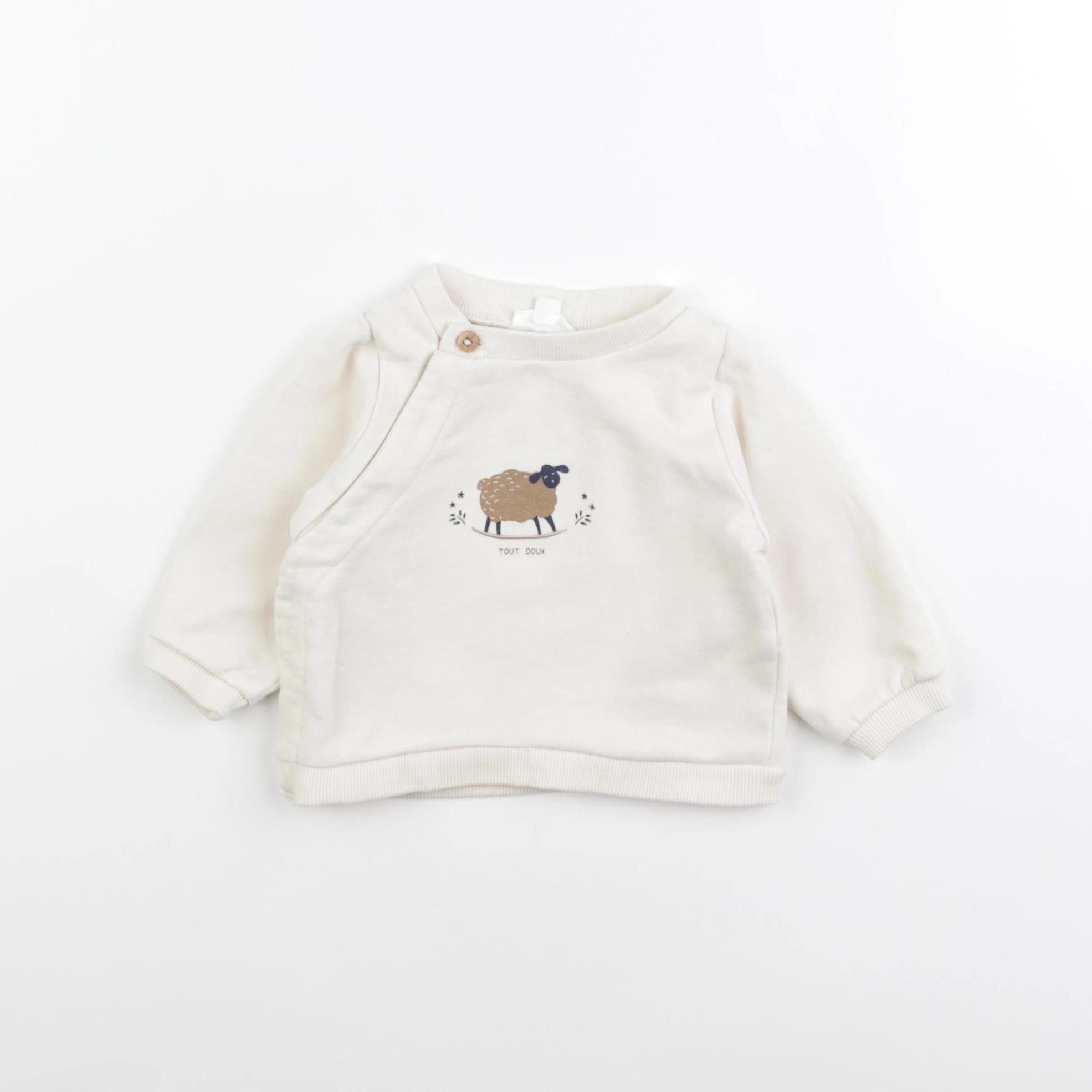 Vertbaudet - sweat beige - 3 mois