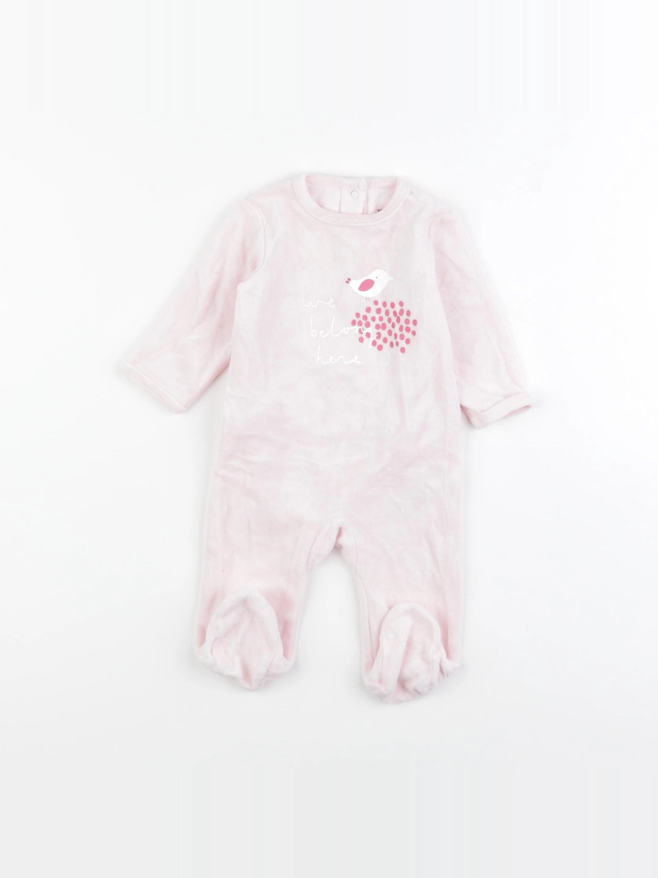 Vertbaudet - pyjama velours rose - 3 mois