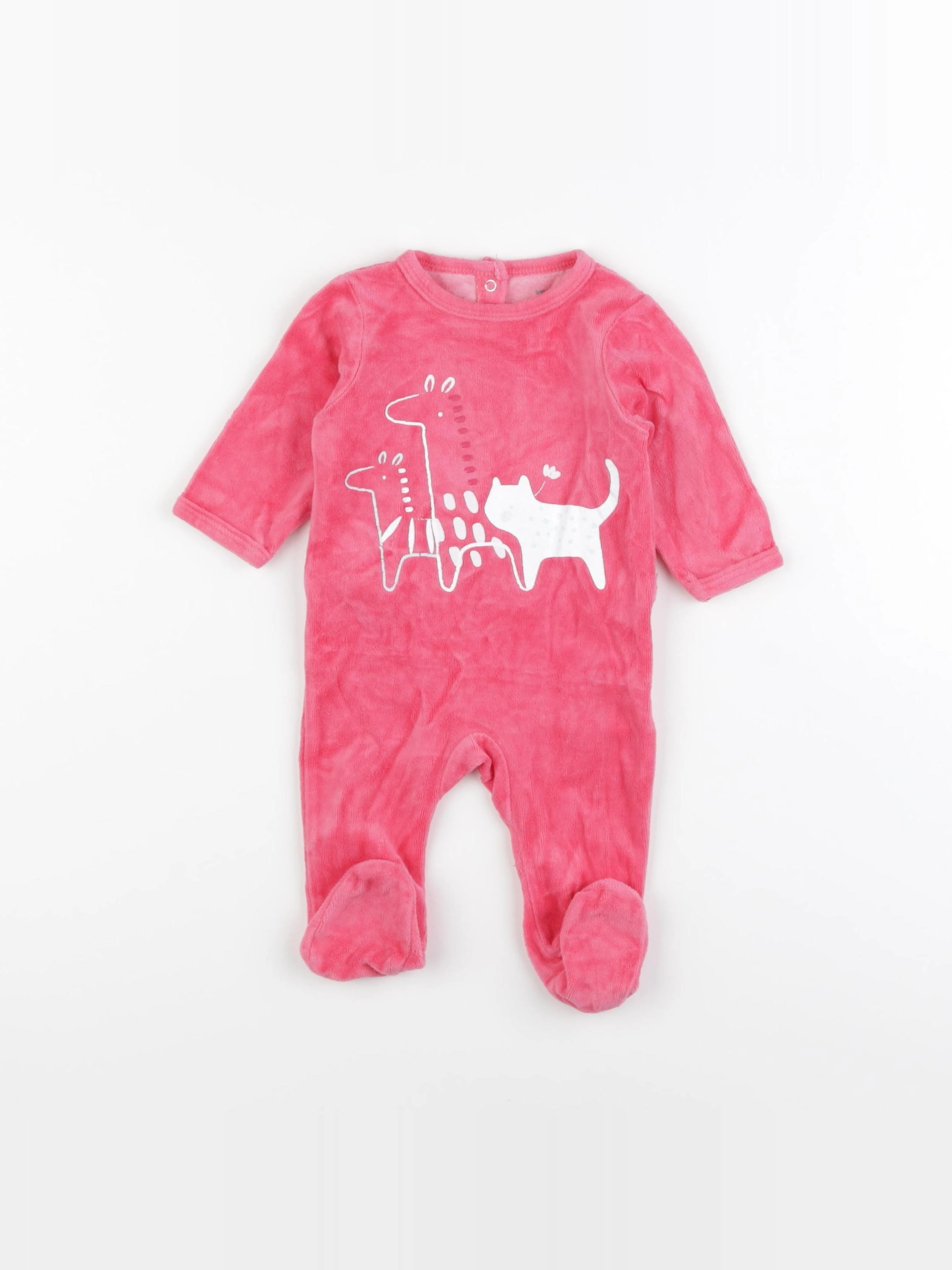 Vertbaudet - pyjama velours rose - 3 mois
