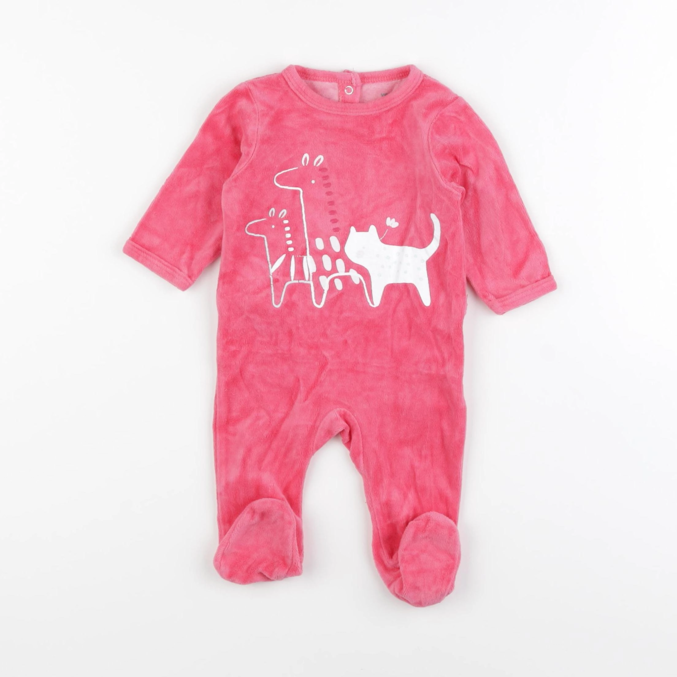 Vertbaudet - pyjama velours rose - 3 mois