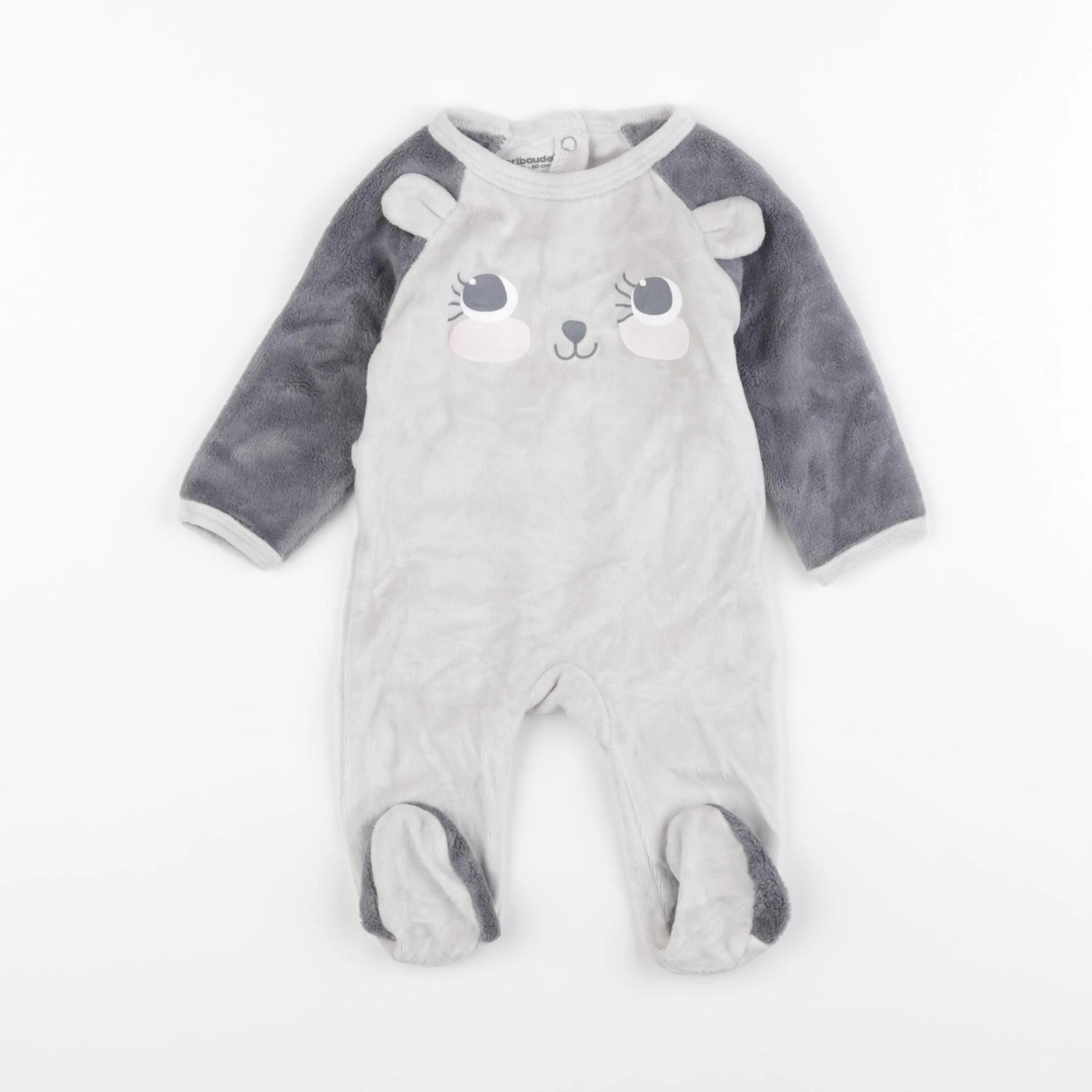 Vertbaudet - pyjama velours gris - 3 mois