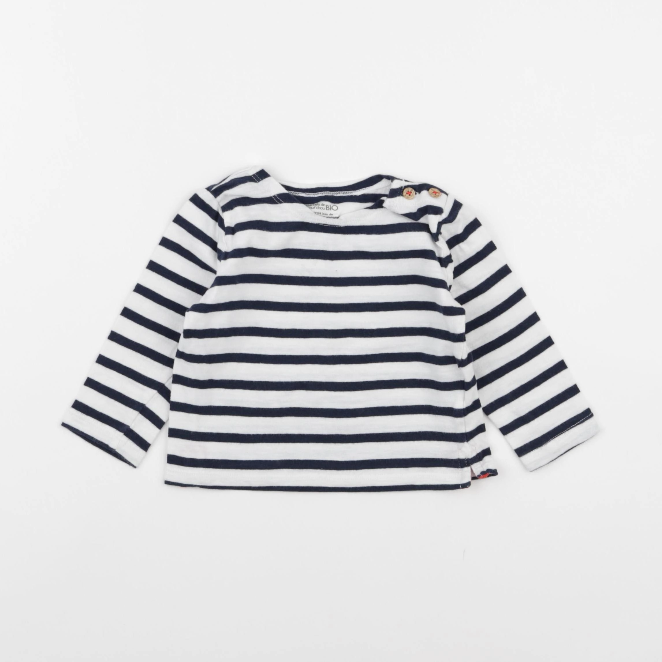 Boutchou - tee-shirt blanc, bleu - 12 mois