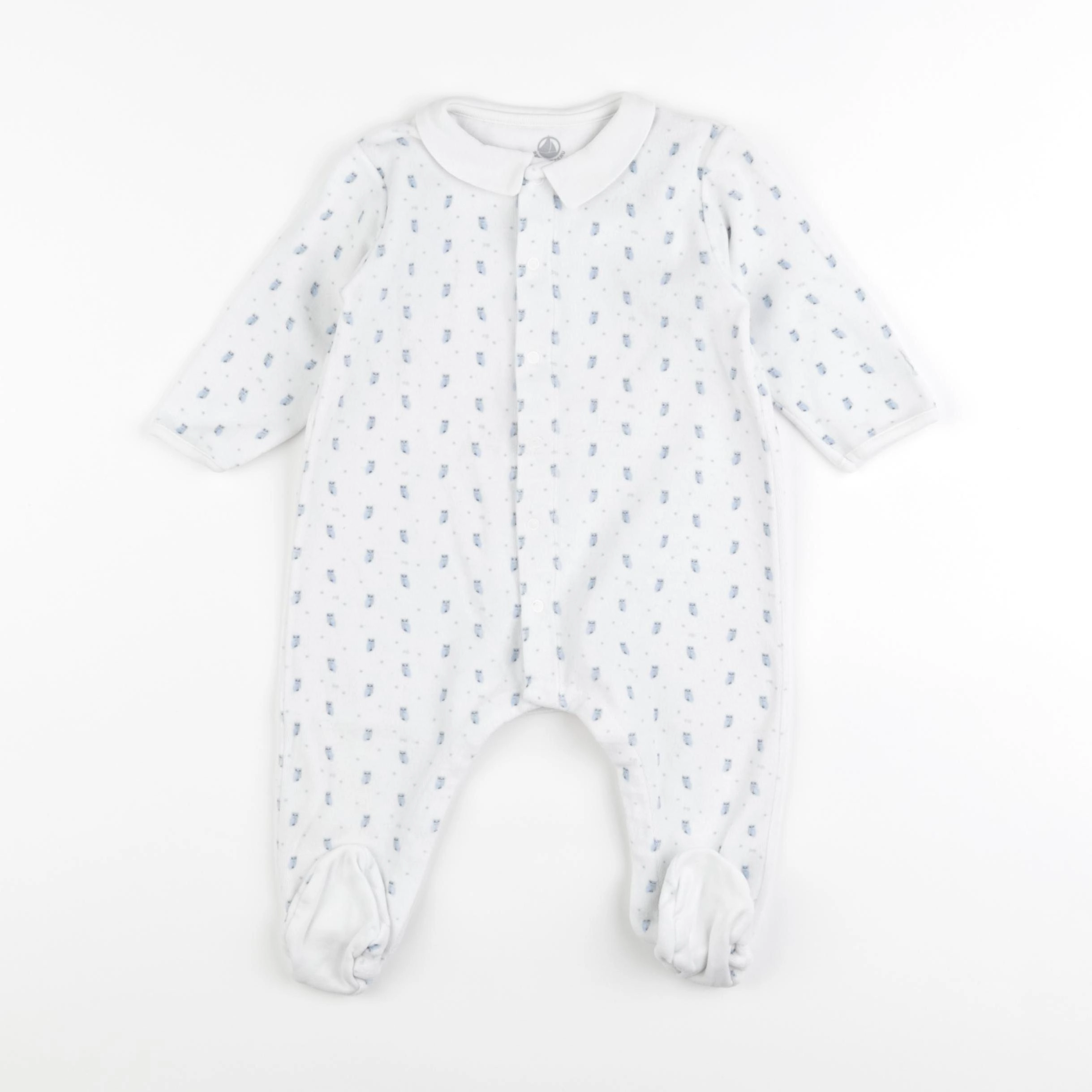 Petit Bateau - pyjama velours bleu - 12 mois