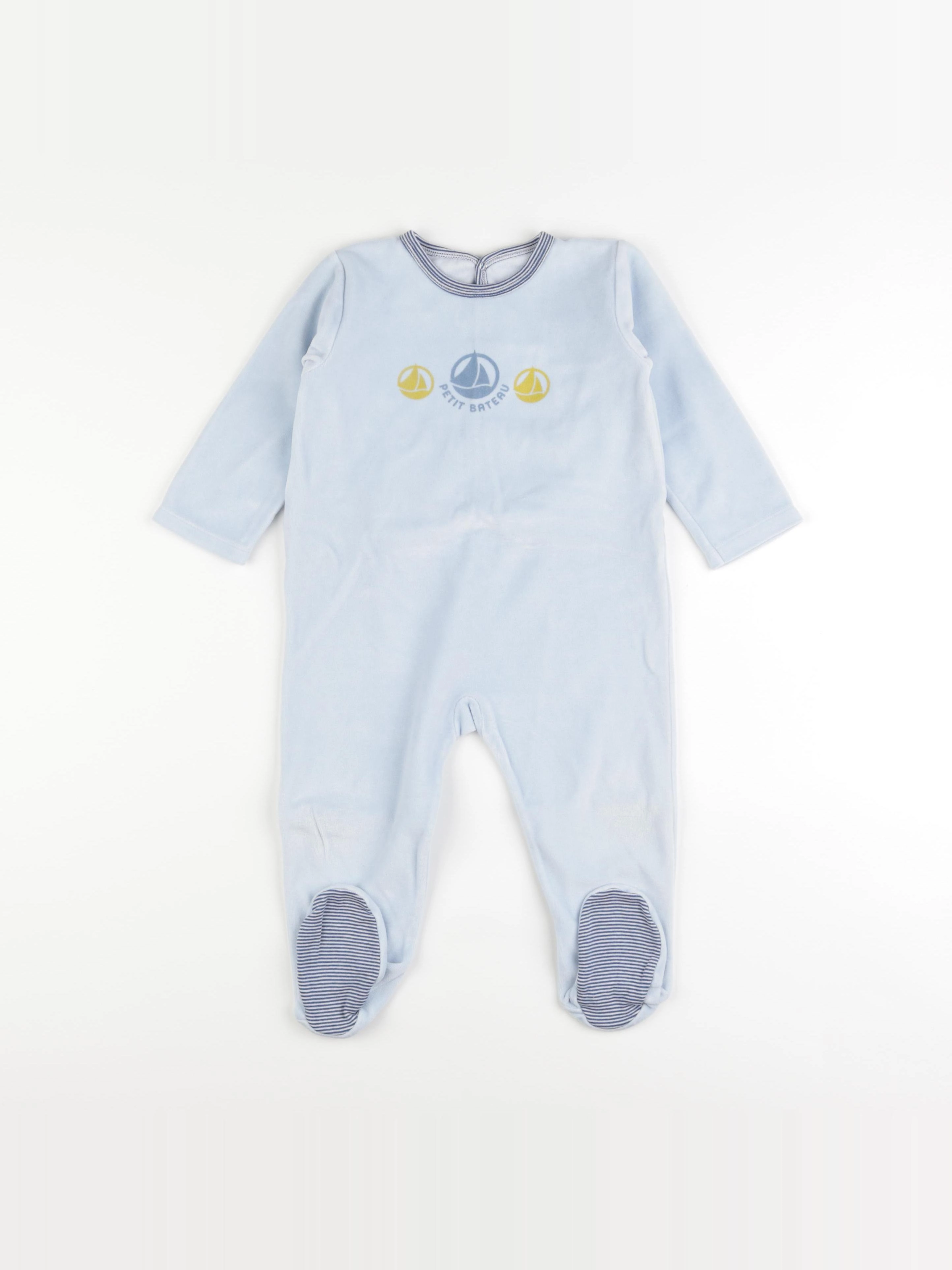 Petit Bateau - pyjama velours bleu - 24 mois