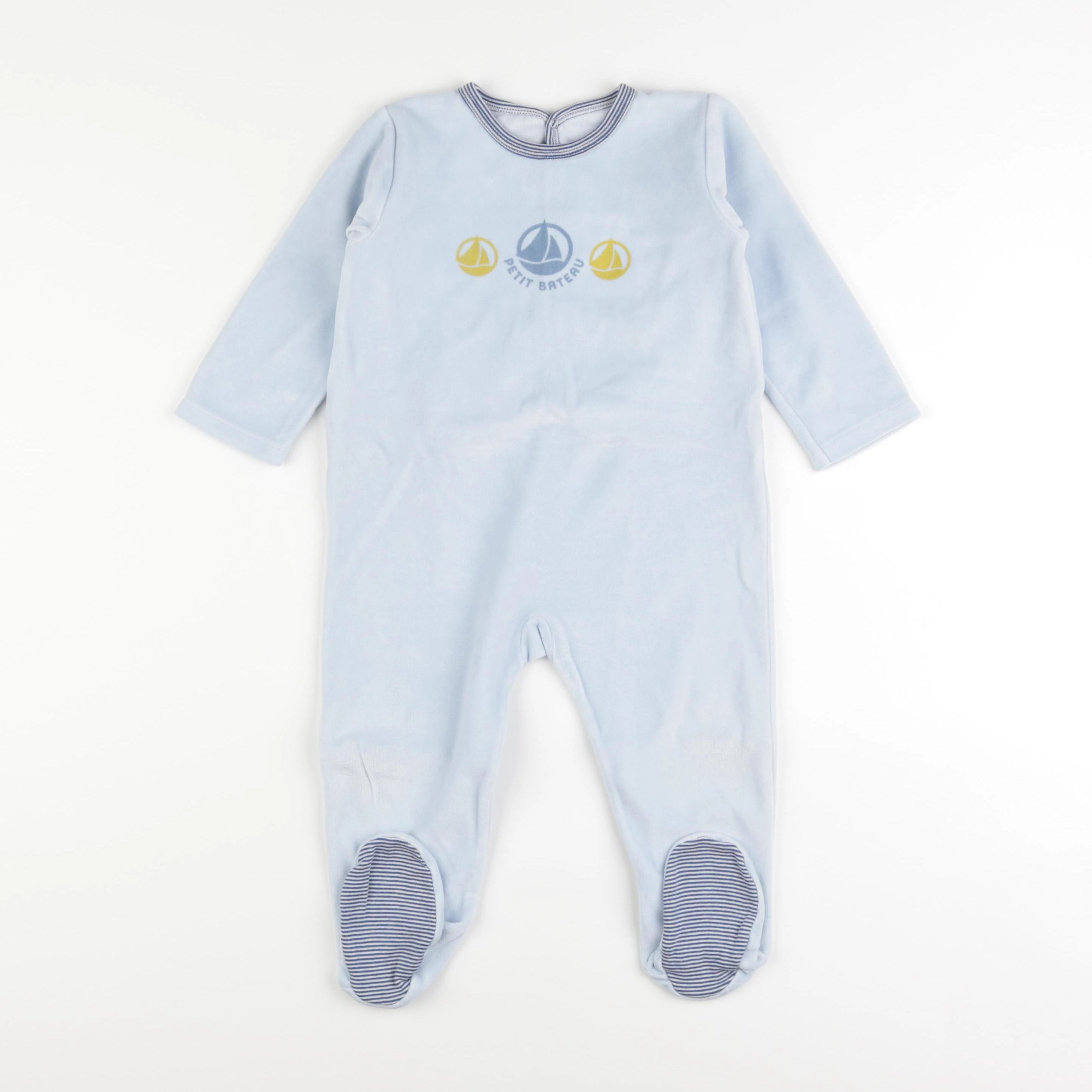 Petit Bateau - pyjama velours bleu - 24 mois