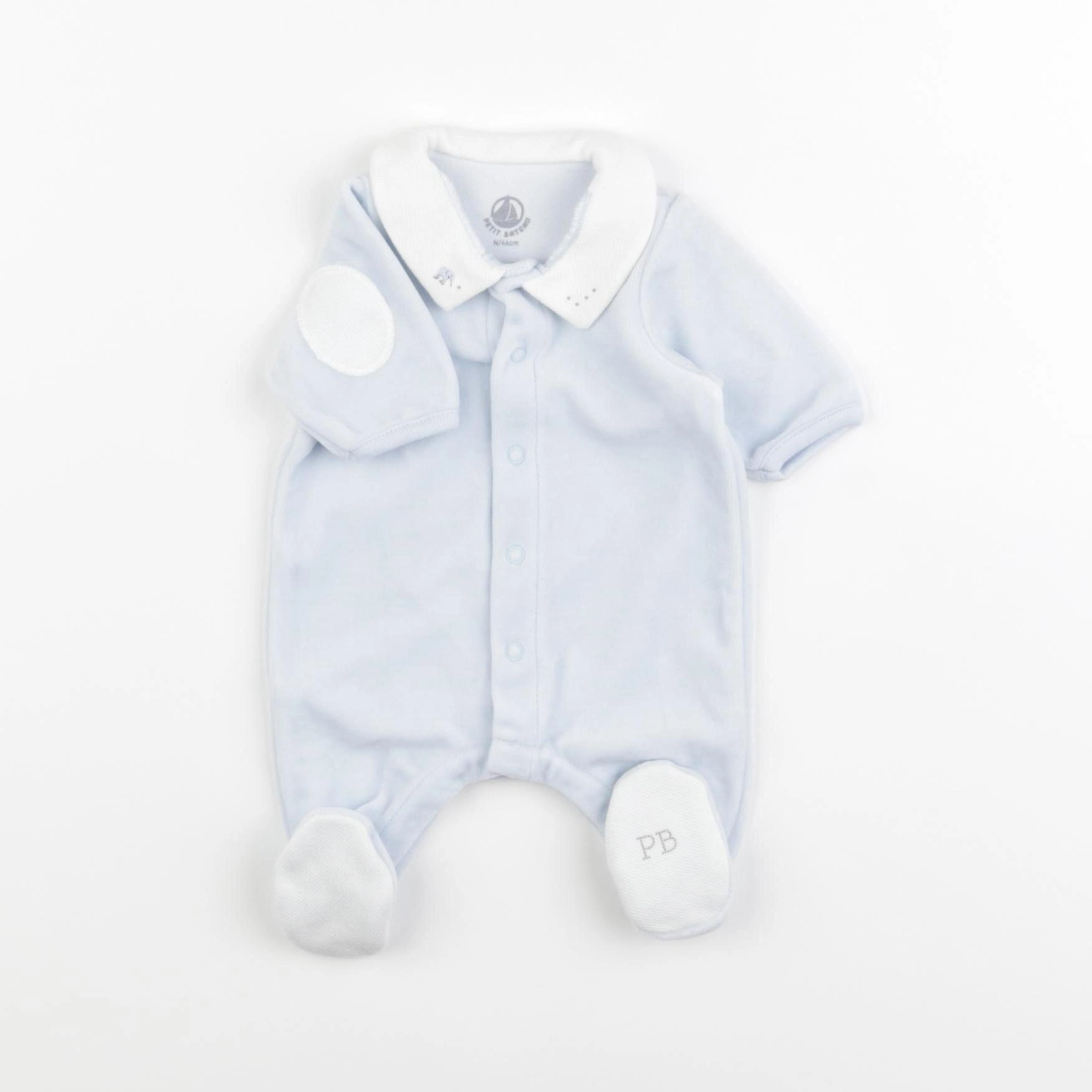 Petit Bateau - pyjama velours bleu - Prématuré