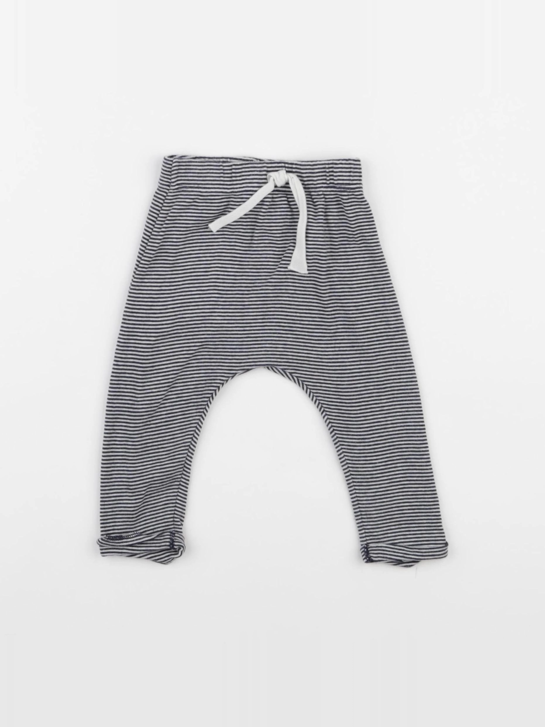 Petit Bateau - sarouel bleu, blanc - 6 mois