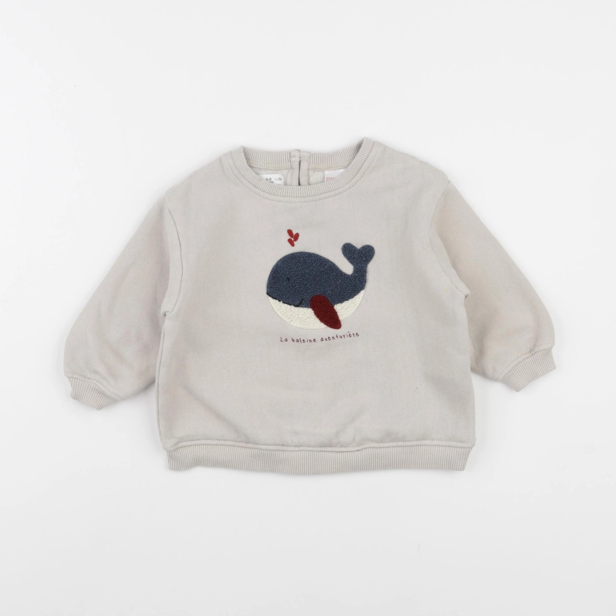Zara - sweat beige - 6/9 mois