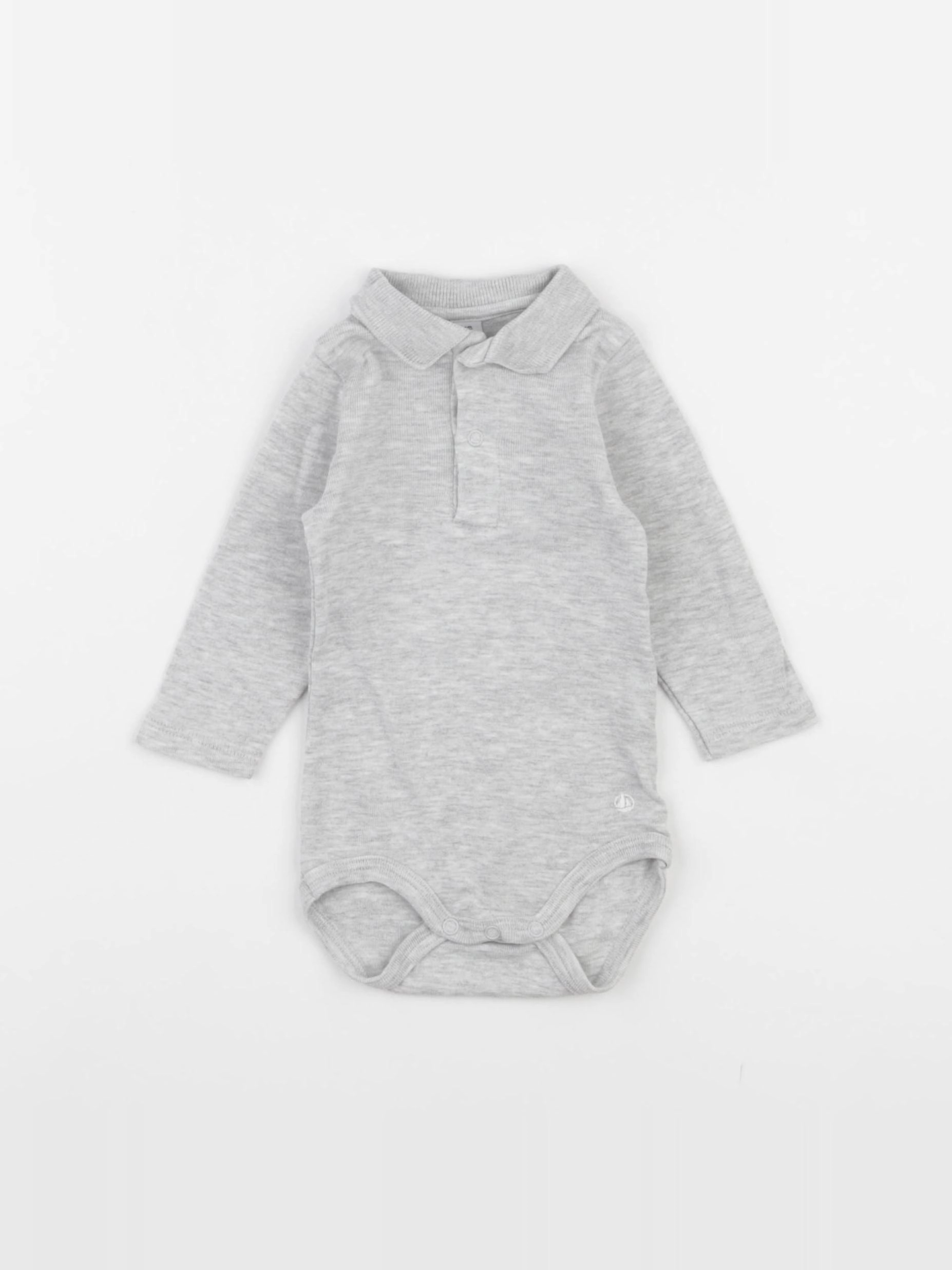Petit Bateau - body à col gris - 3 mois