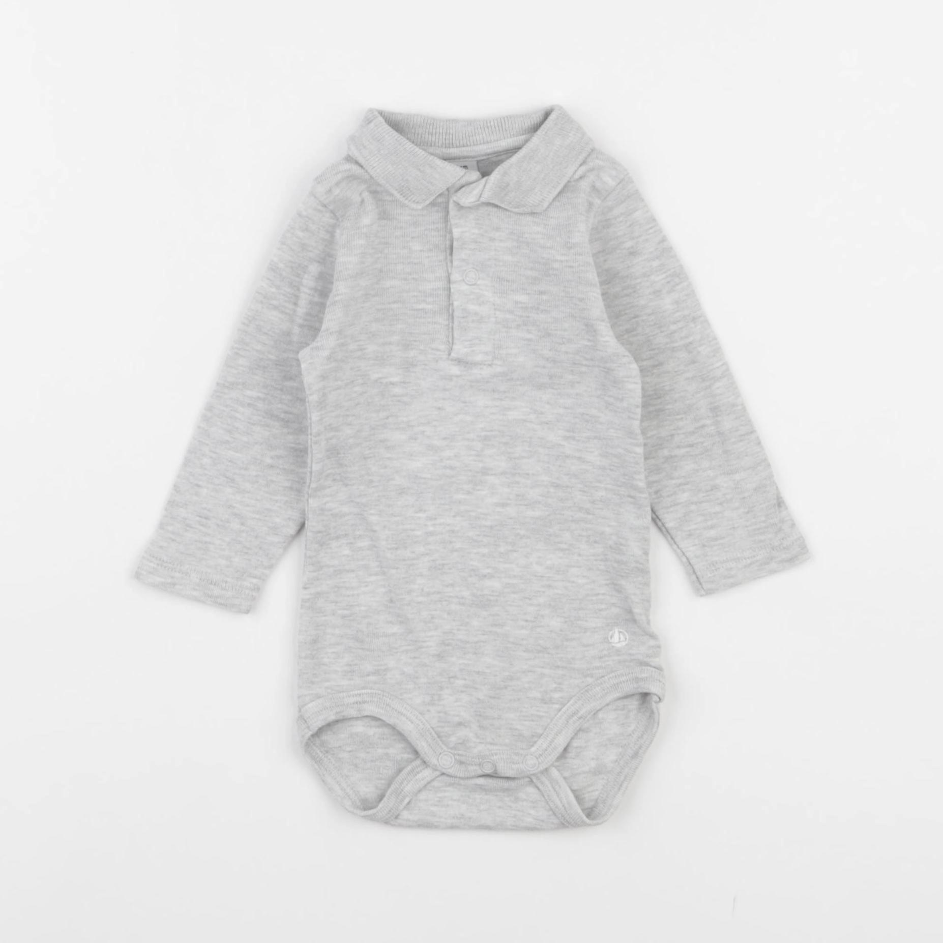 Petit Bateau - body à col gris - 3 mois