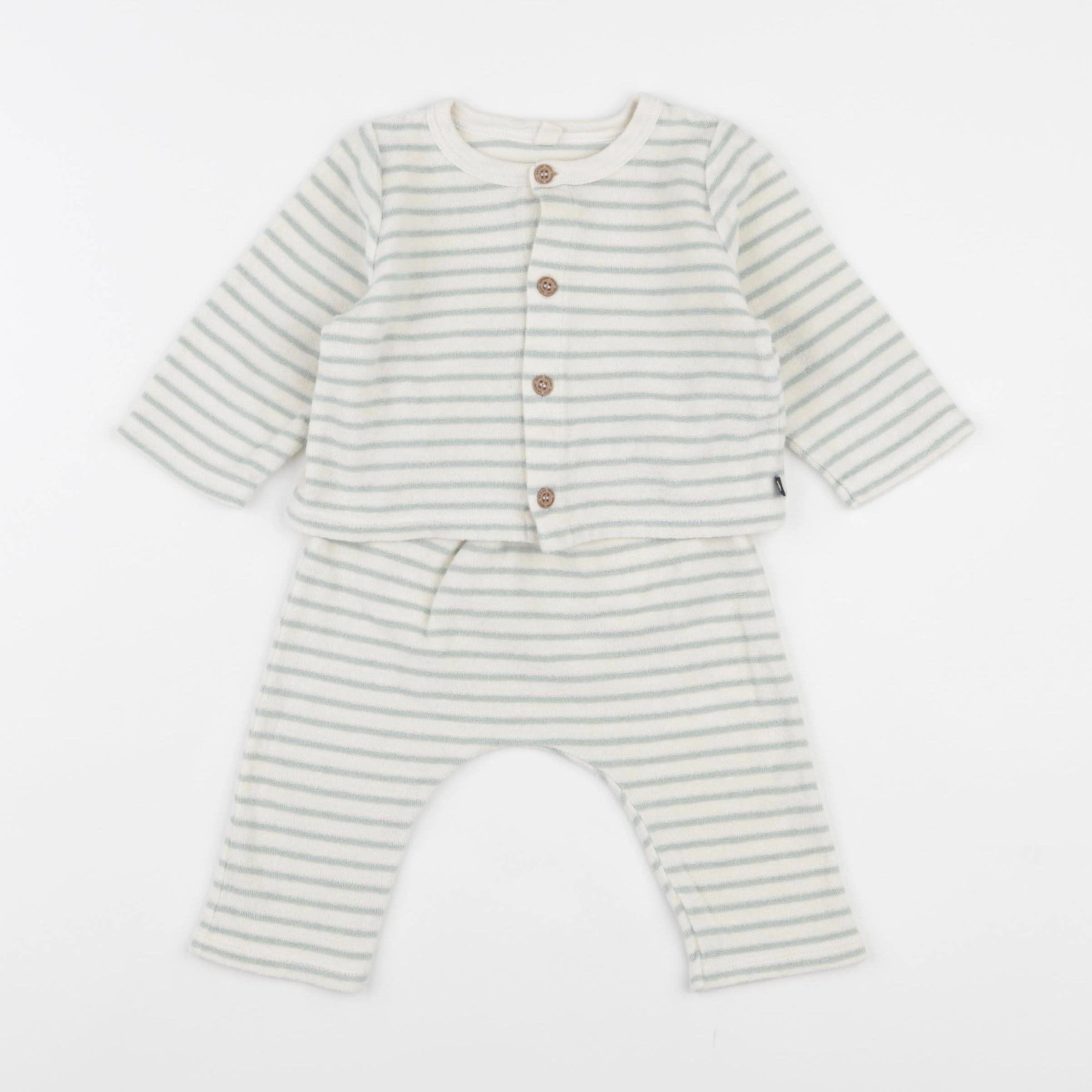 Petit Bateau - ensemble beige, vert - 6 mois