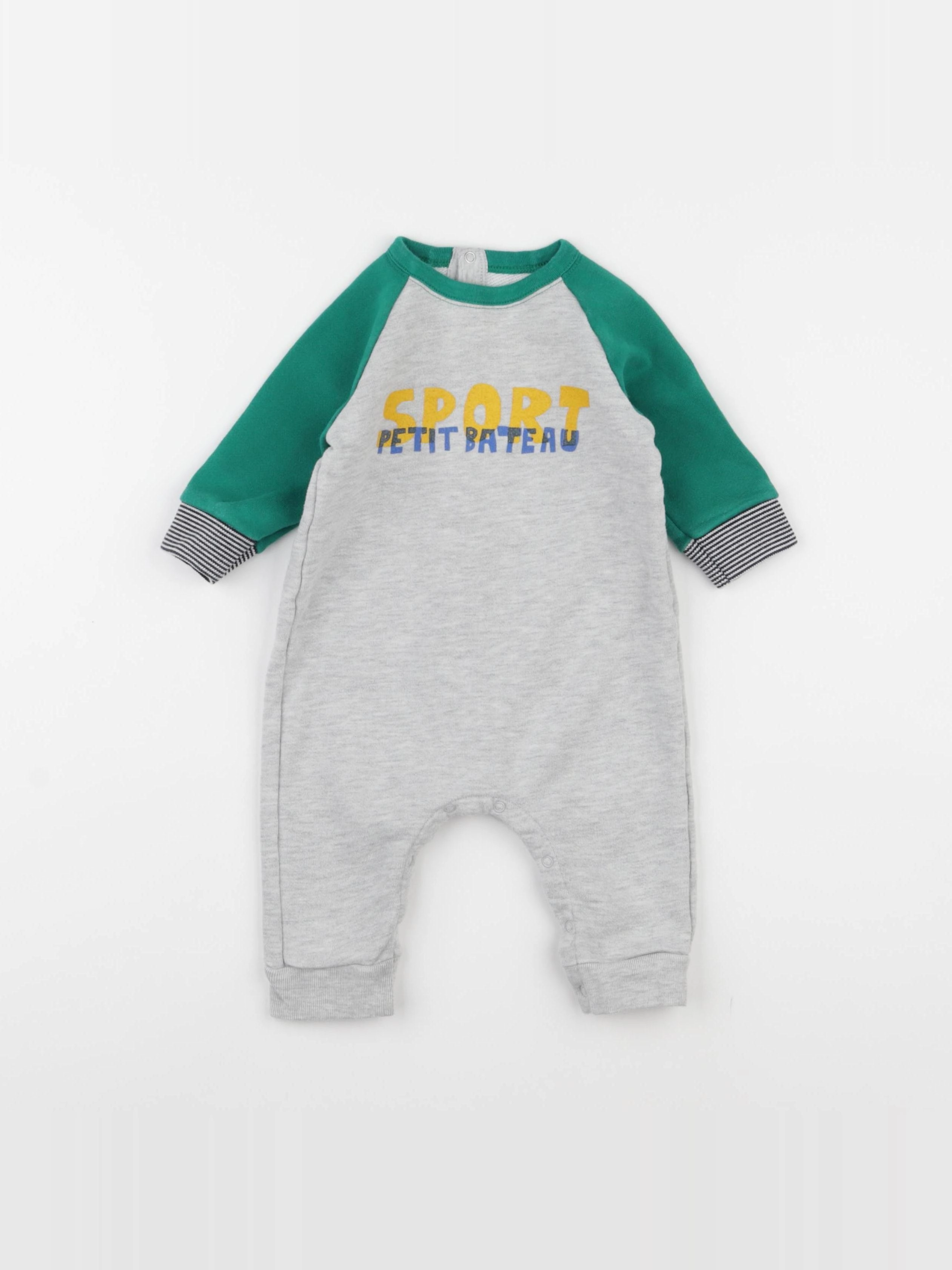 Petit Bateau - combinaison gris, vert - 6 mois