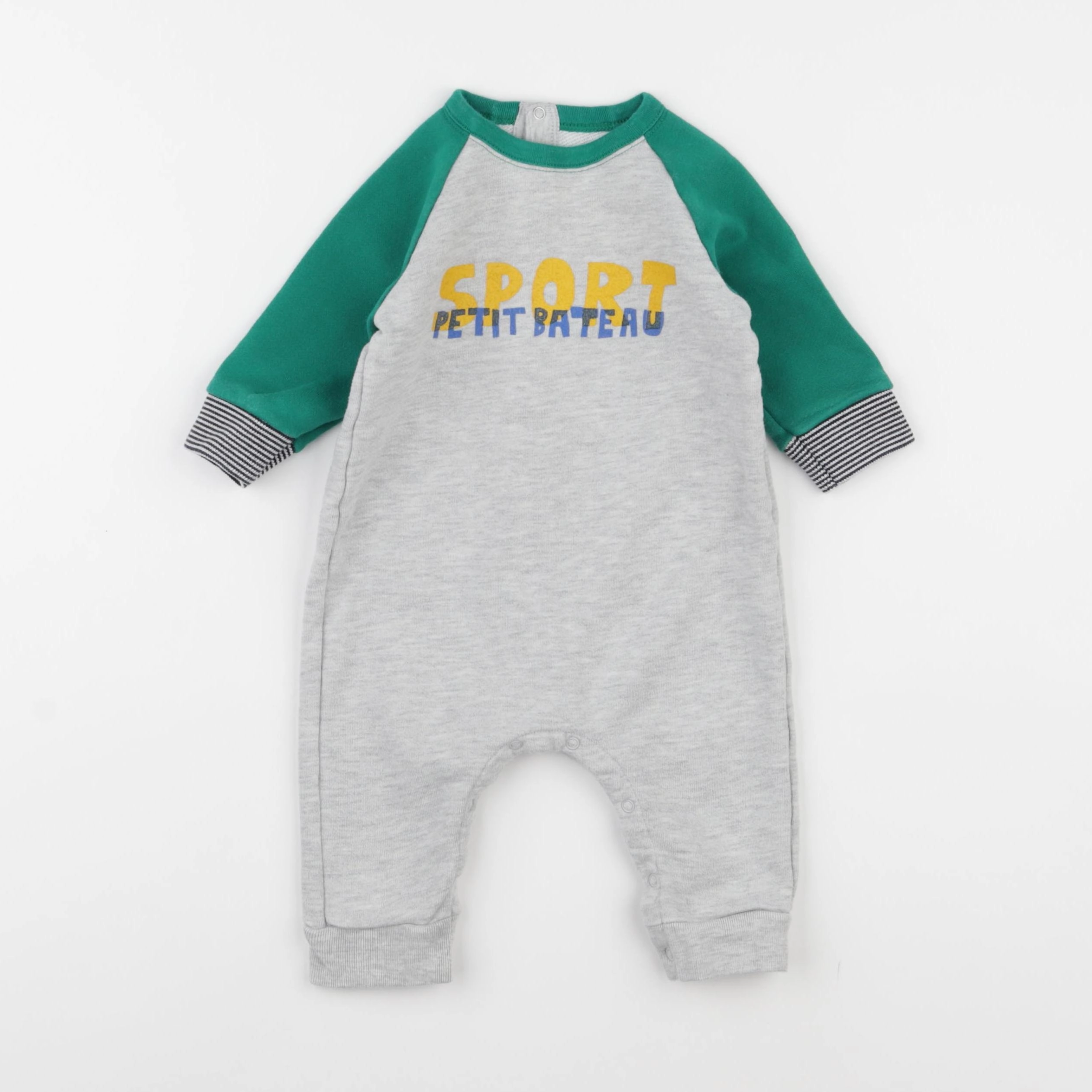 Petit Bateau - combinaison gris, vert - 6 mois