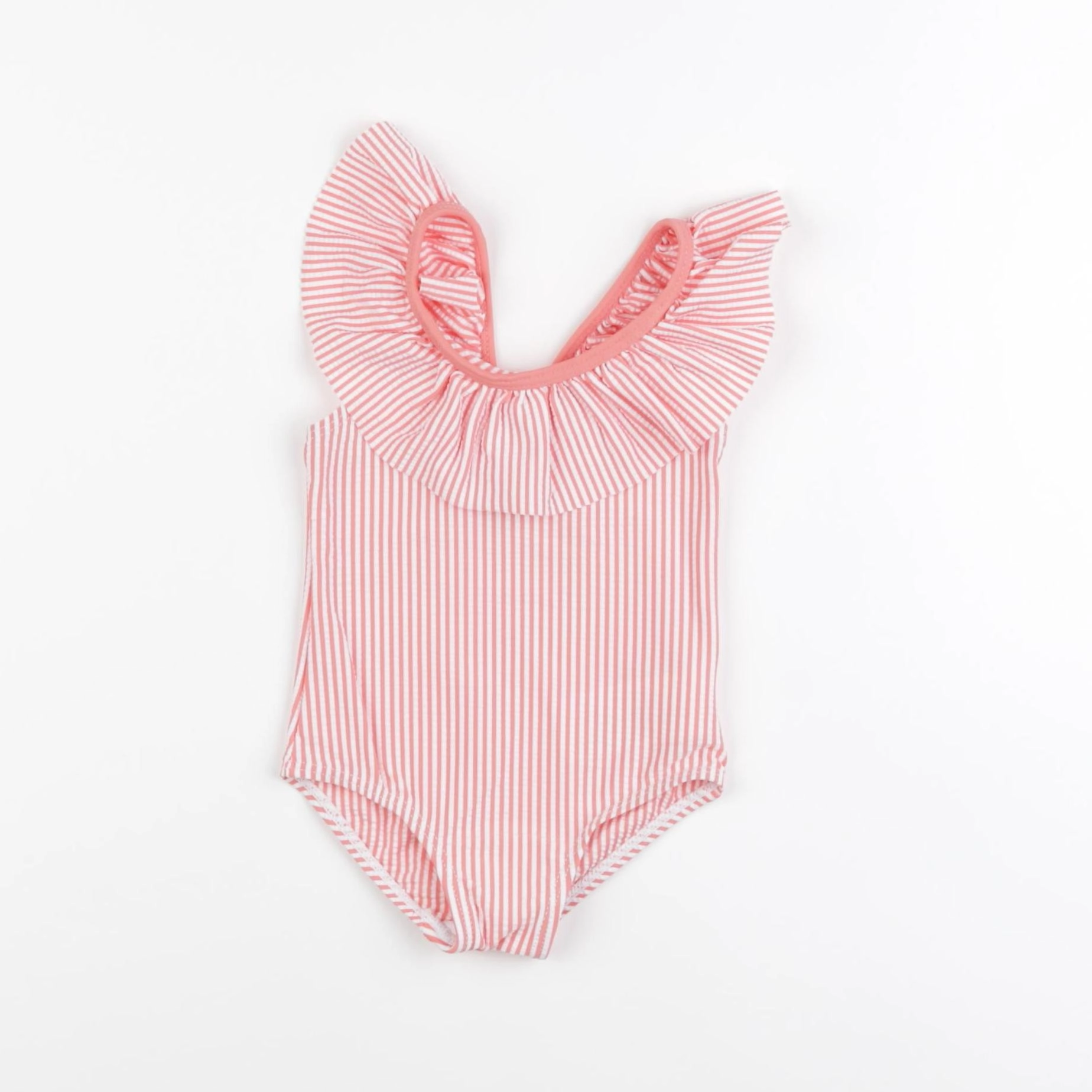 Vertbaudet - maillot de bain blanc, rose - 9 mois