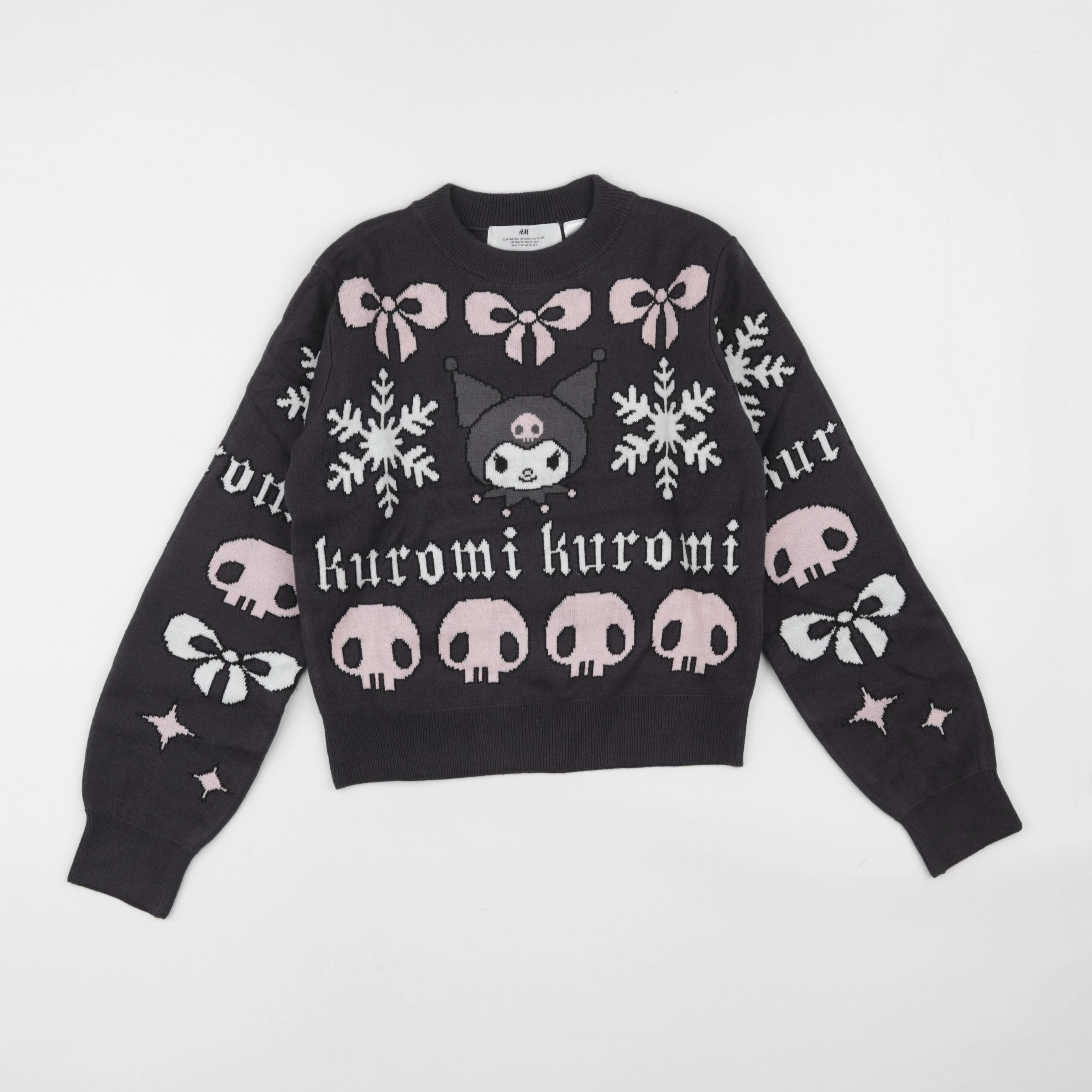 H&M - pull gris, rose - 10/12 ans