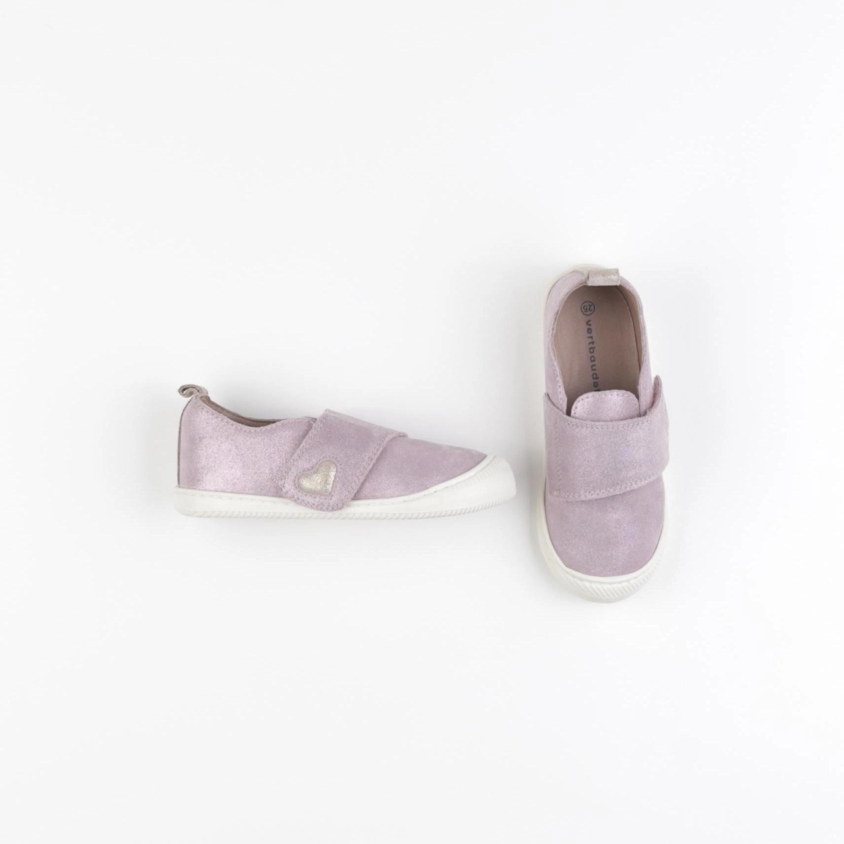 Vertbaudet - tennis à scratch/ lacets violet, or - pointure 25