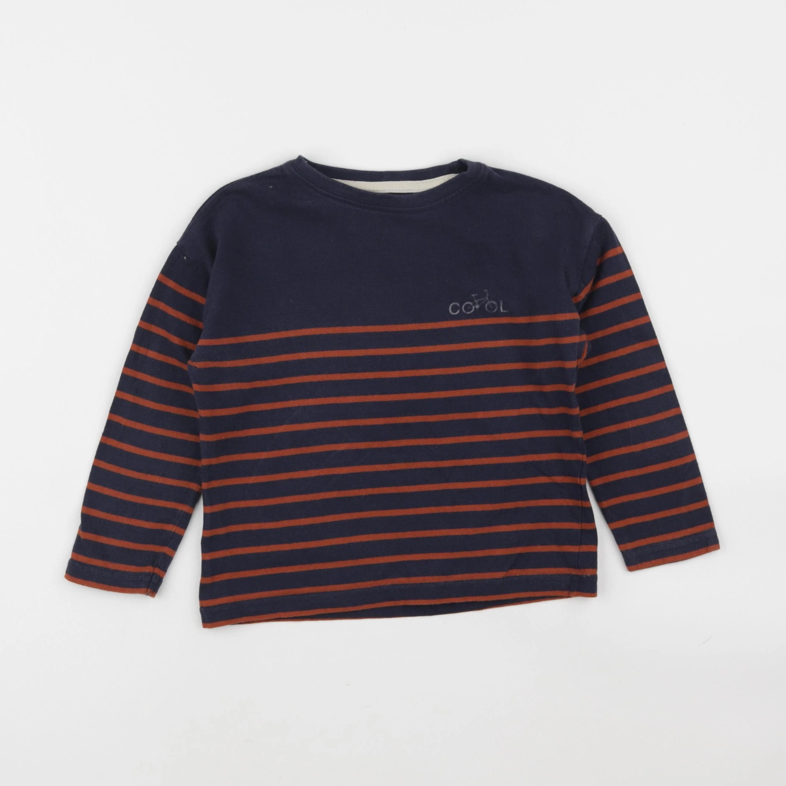 Vertbaudet - tee-shirt bleu, orange - 5 ans
