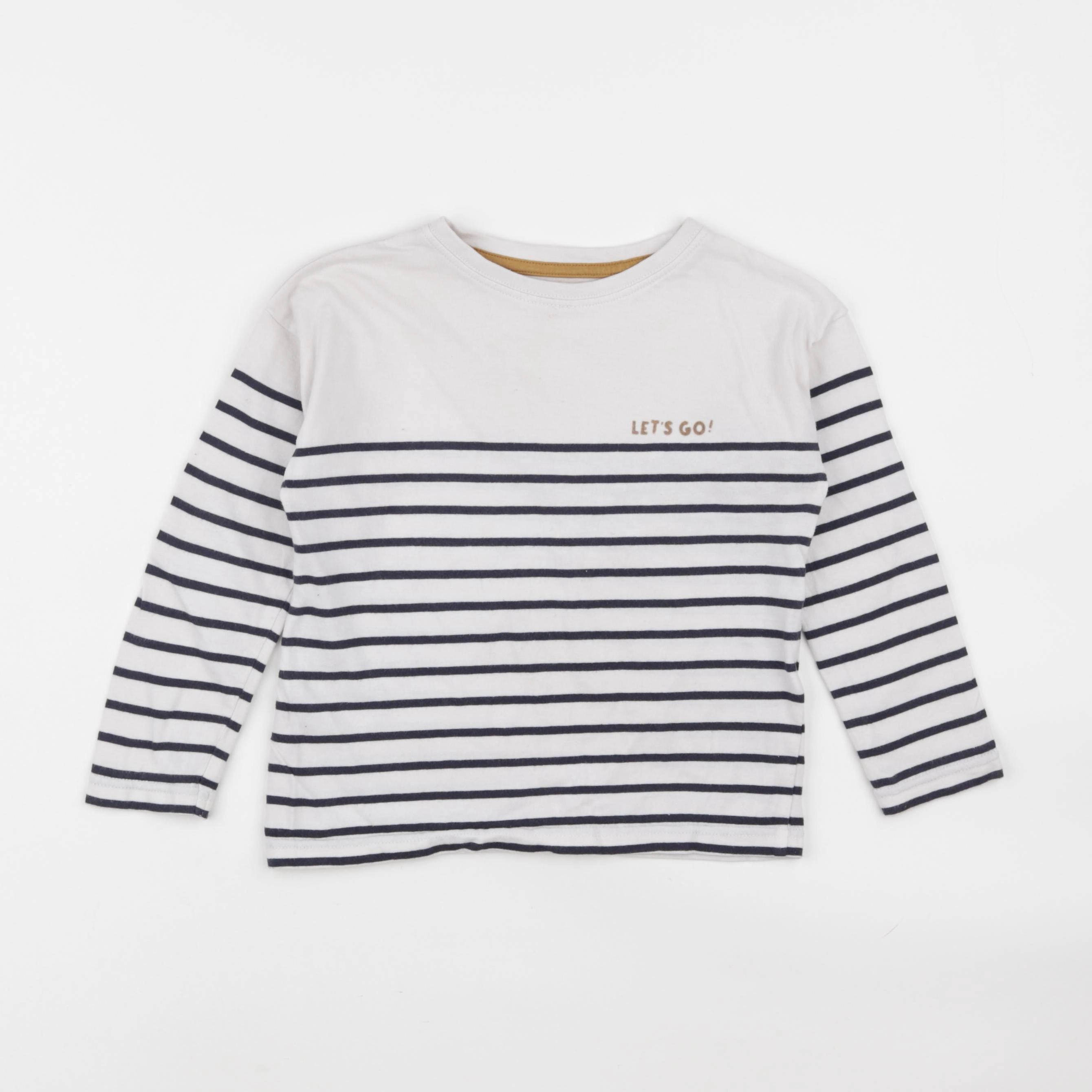 Vertbaudet - tee-shirt blanc, bleu - 5 ans