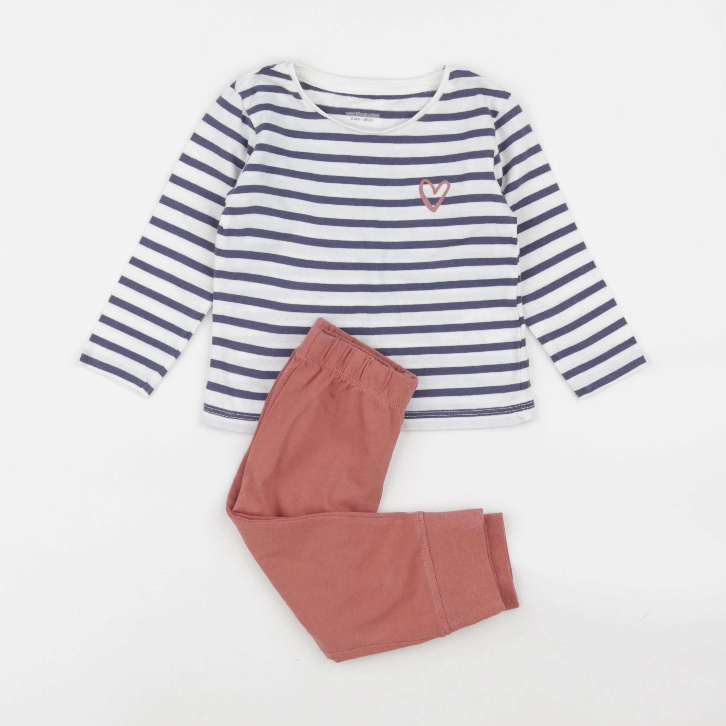 Vertbaudet - pyjama coton bleu, blanc - 2 ans
