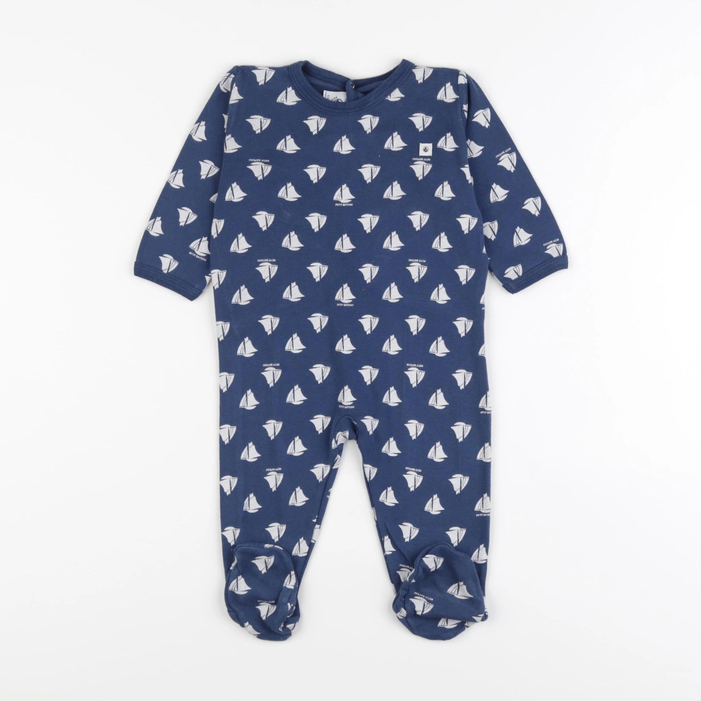 Petit Bateau - pyjama coton bleu - 9 mois