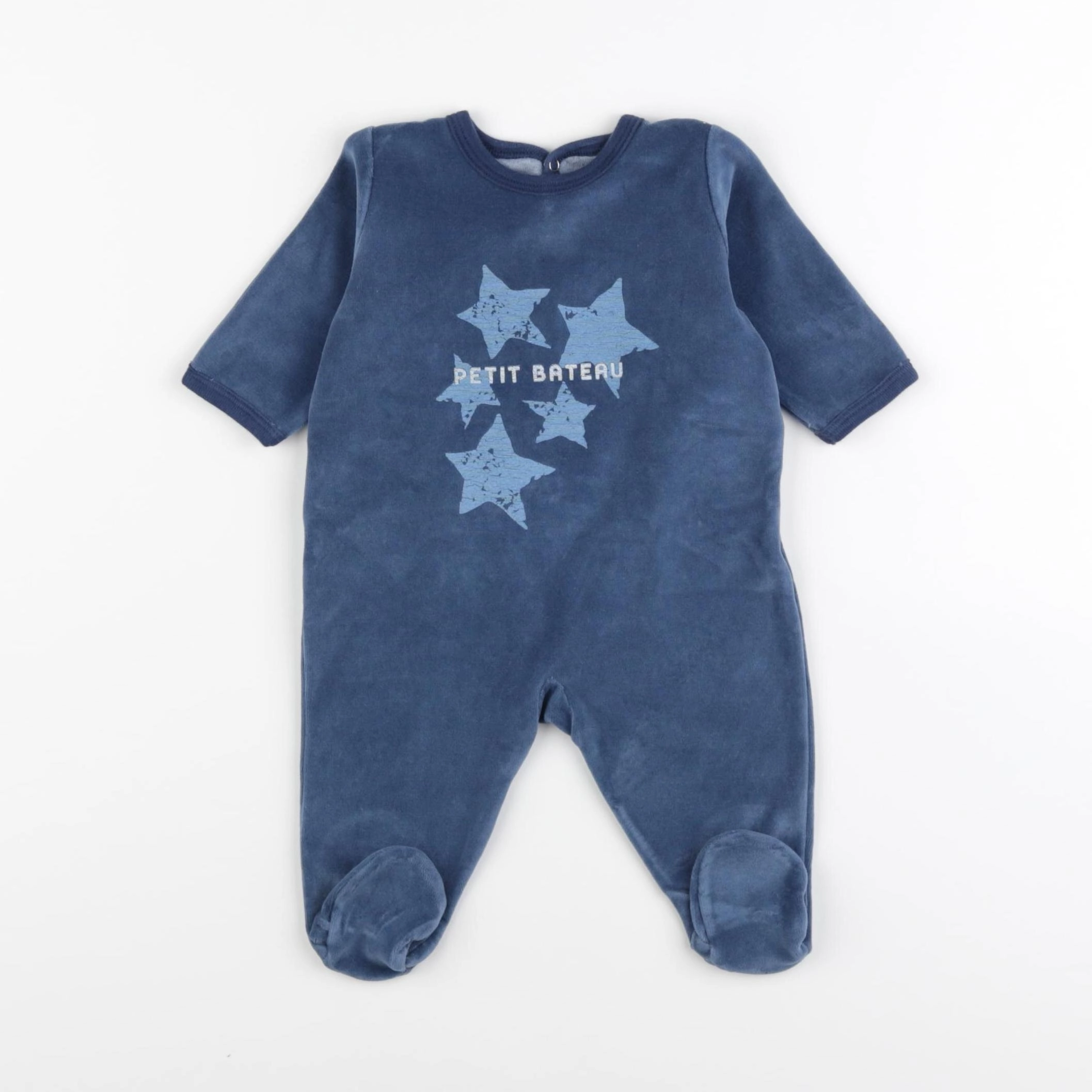 Petit Bateau - pyjama velours bleu - 3 mois