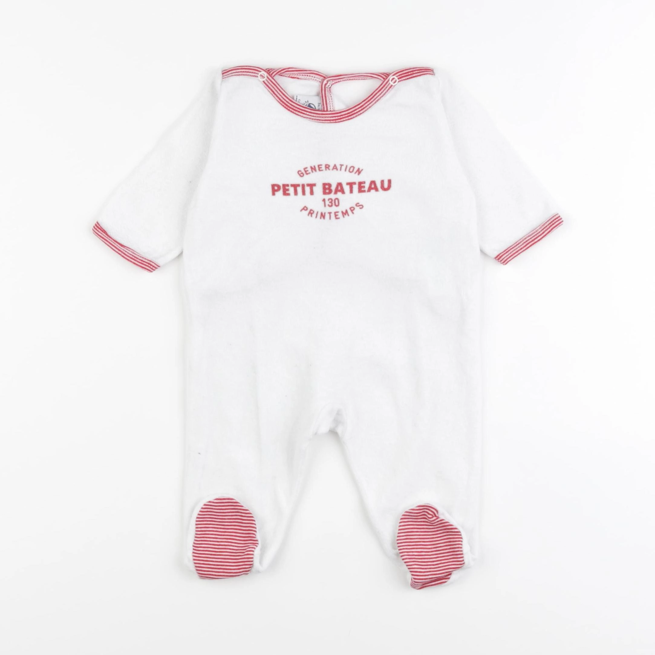 Petit Bateau - pyjama velours blanc - 3 mois