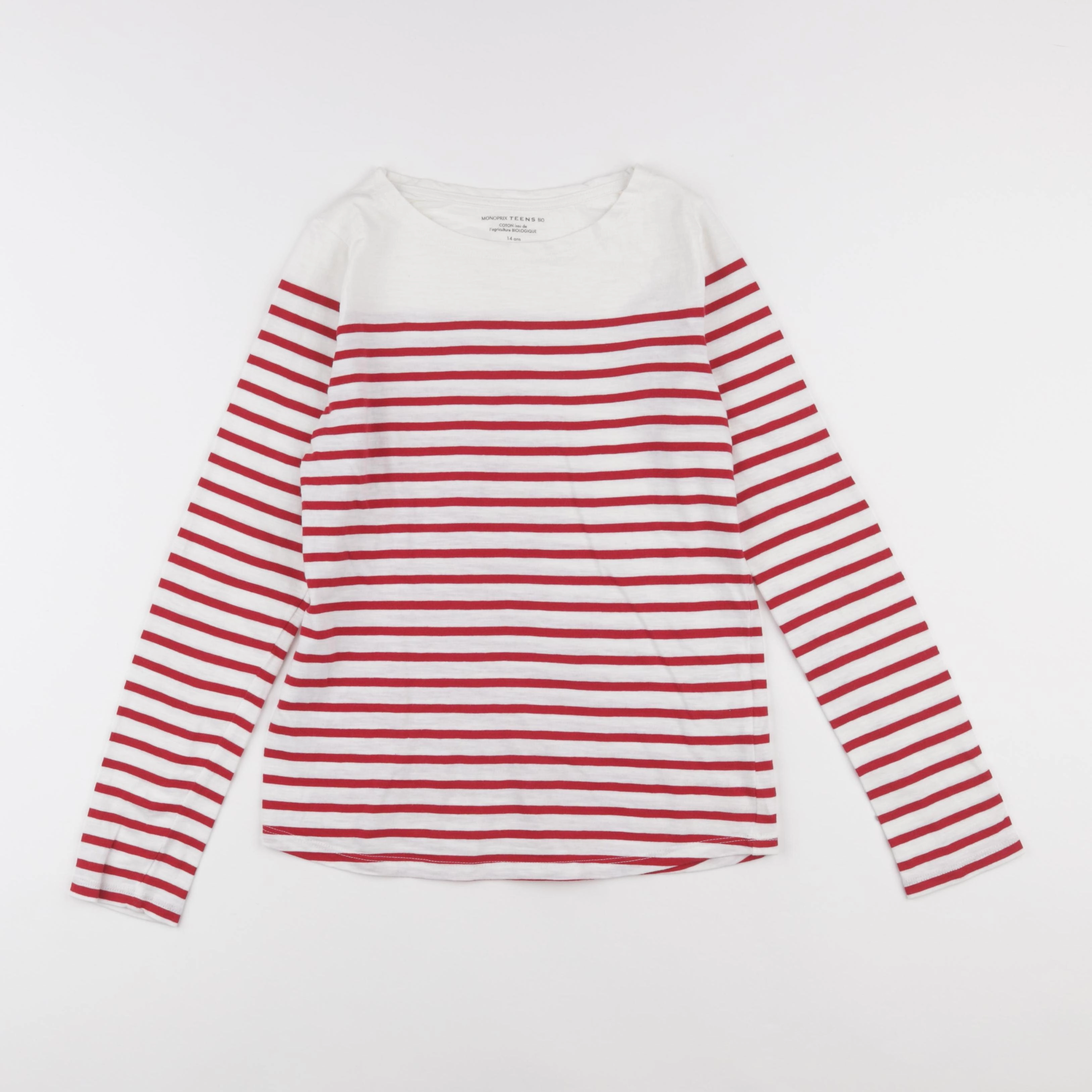 Monoprix - tee-shirt blanc, rouge - 14 ans
