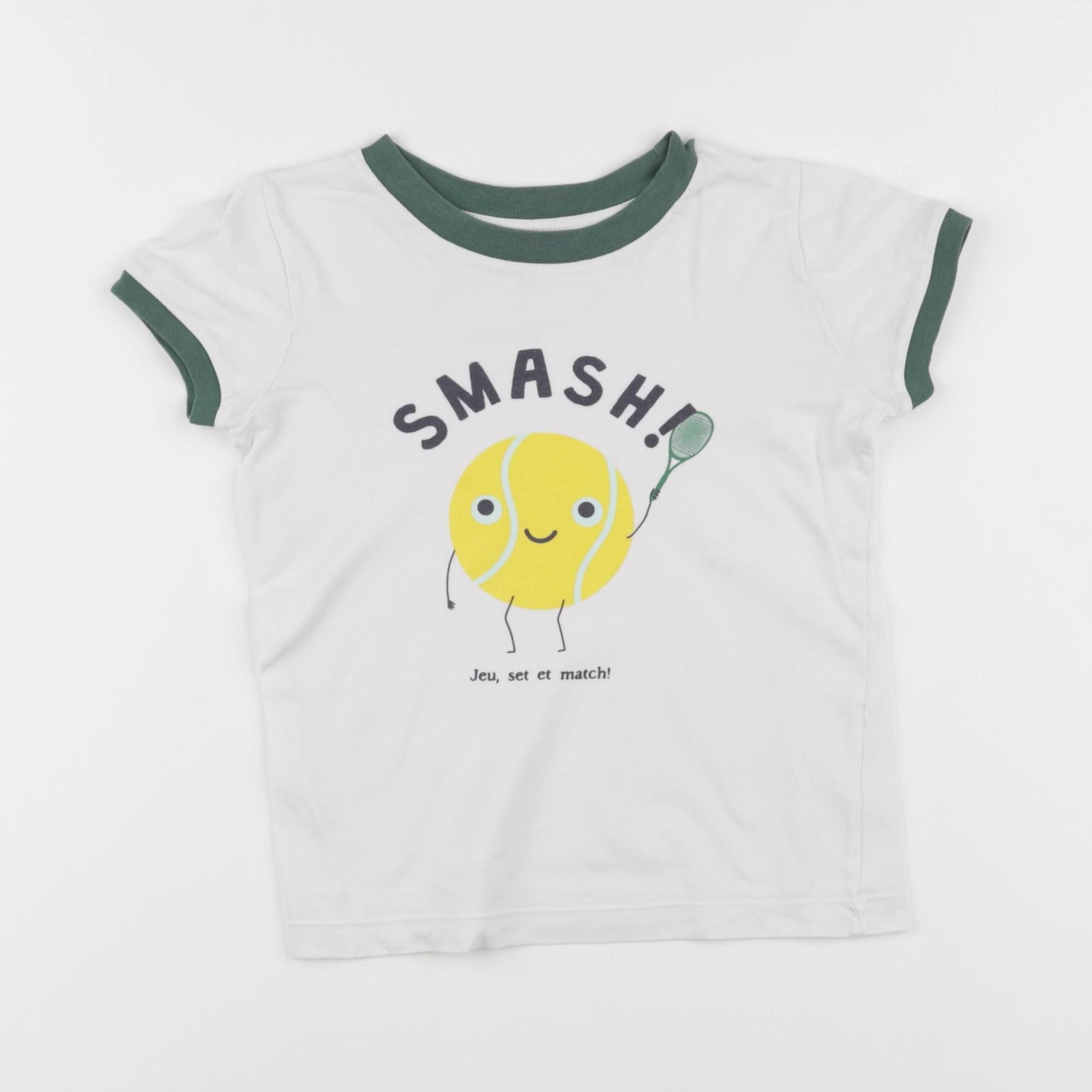 Monoprix - tee-shirt vert, blanc - 5 ans