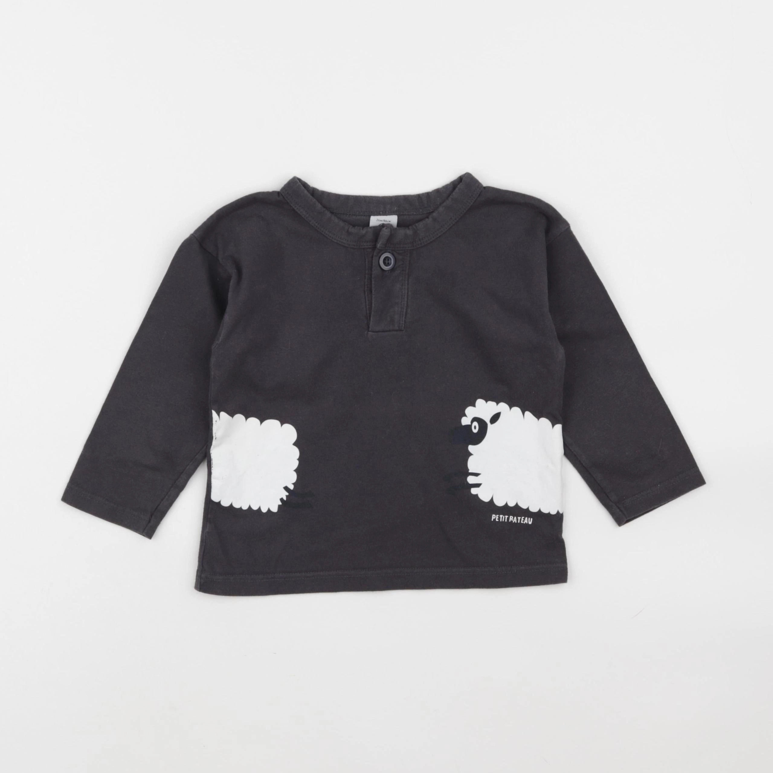 Petit Bateau - tee-shirt gris - 24 mois