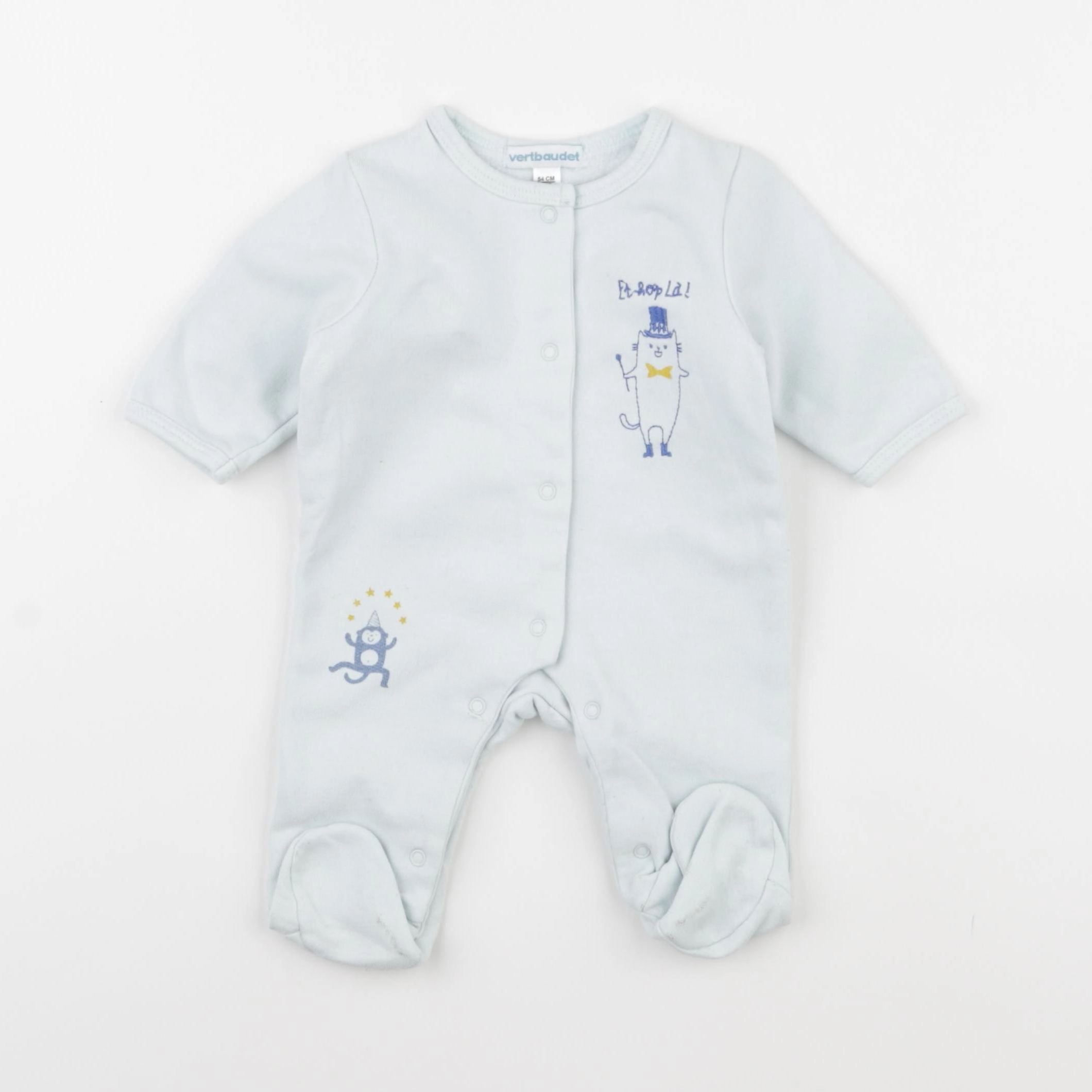 Vertbaudet - pyjama coton bleu - 1 mois