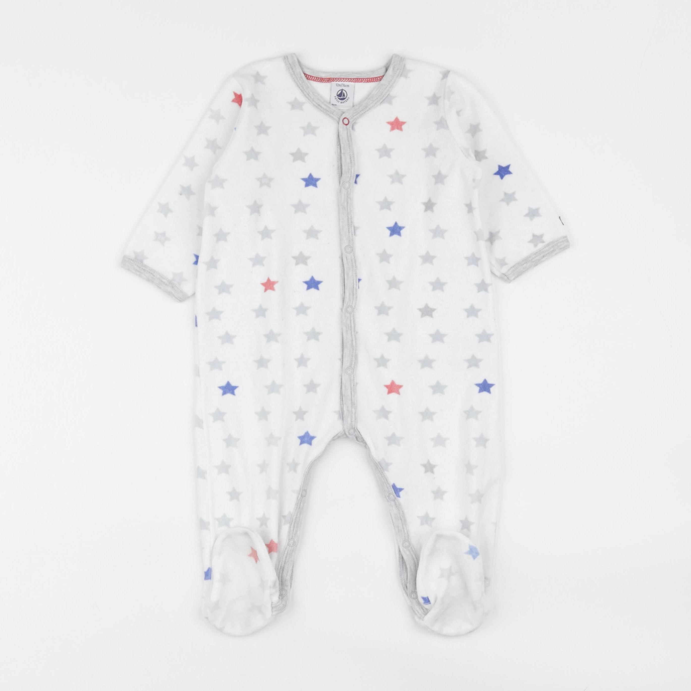 Petit Bateau - pyjama velours gris - 12 mois