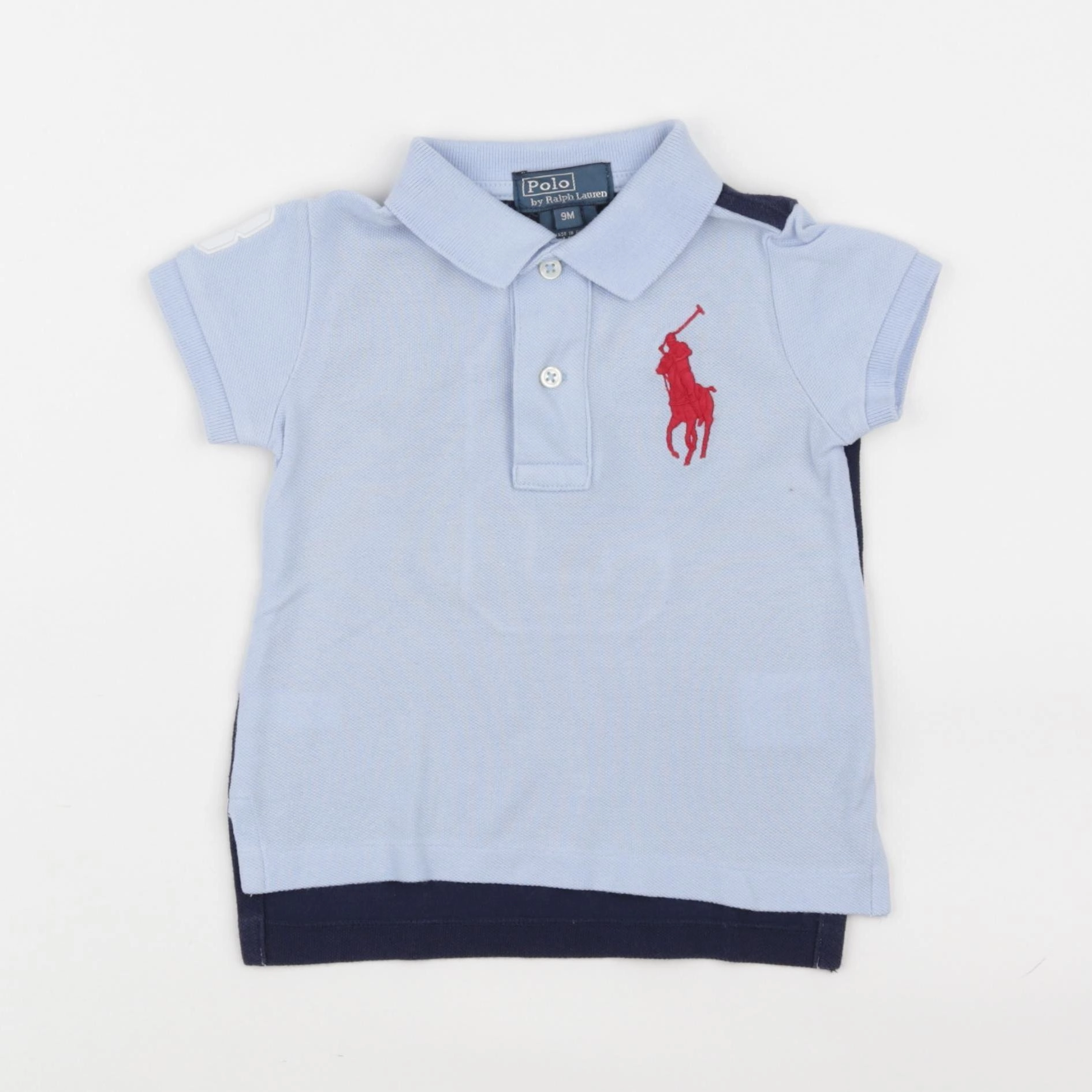 Ralph Lauren - polo imprimé au dos bleu - 9 mois