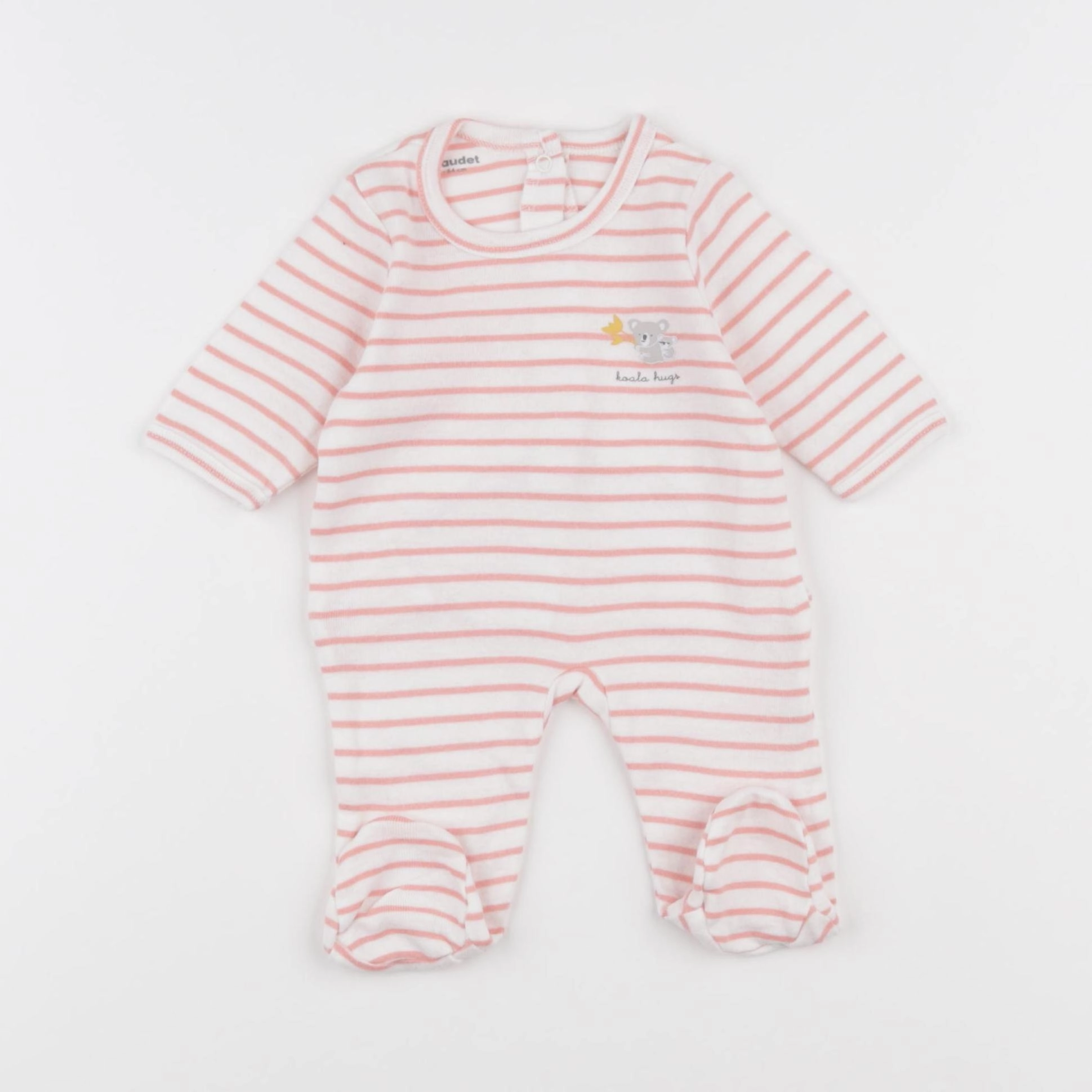 Vertbaudet - pyjama coton blanc, rose - 1 mois