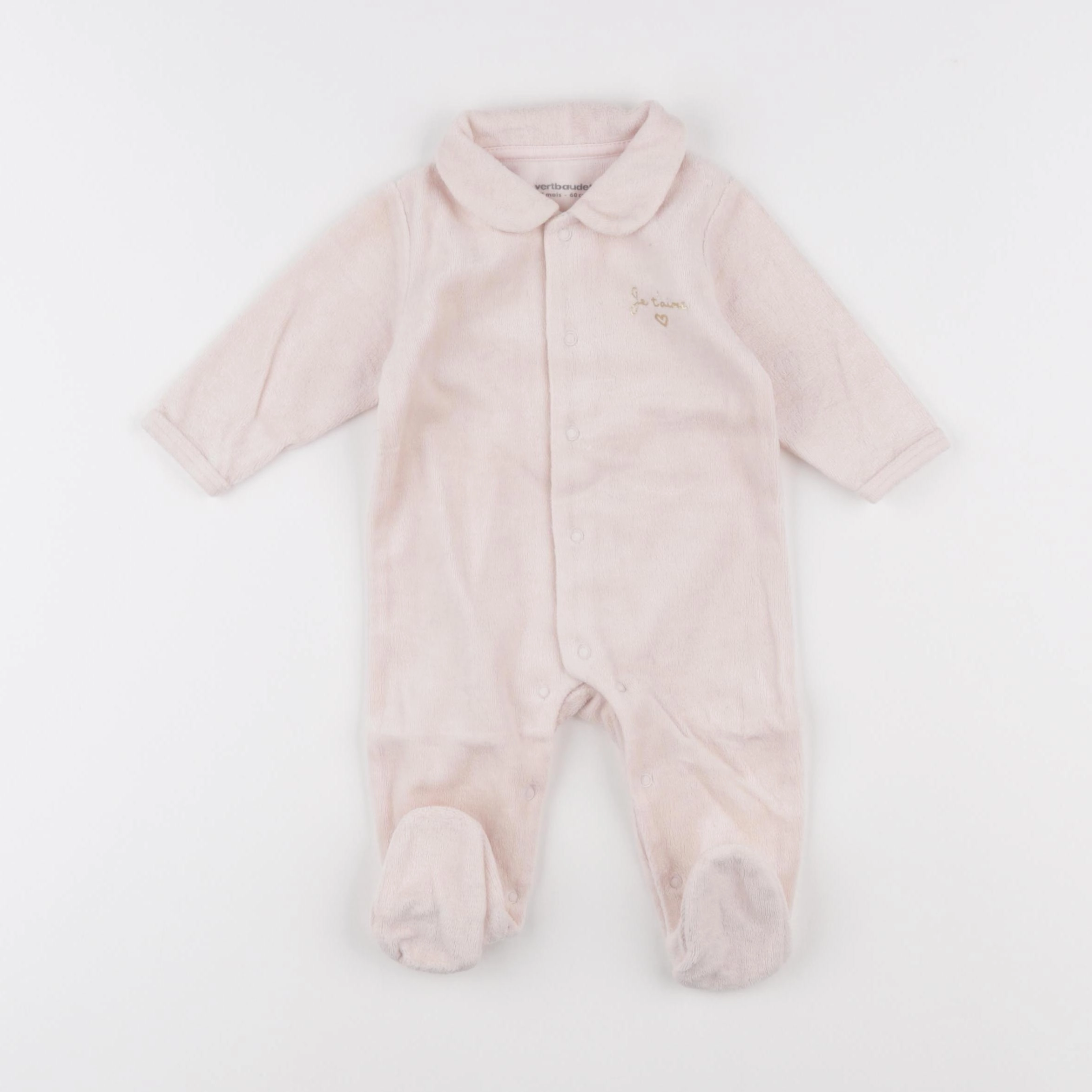 Vertbaudet - pyjama velours rose - 3 mois