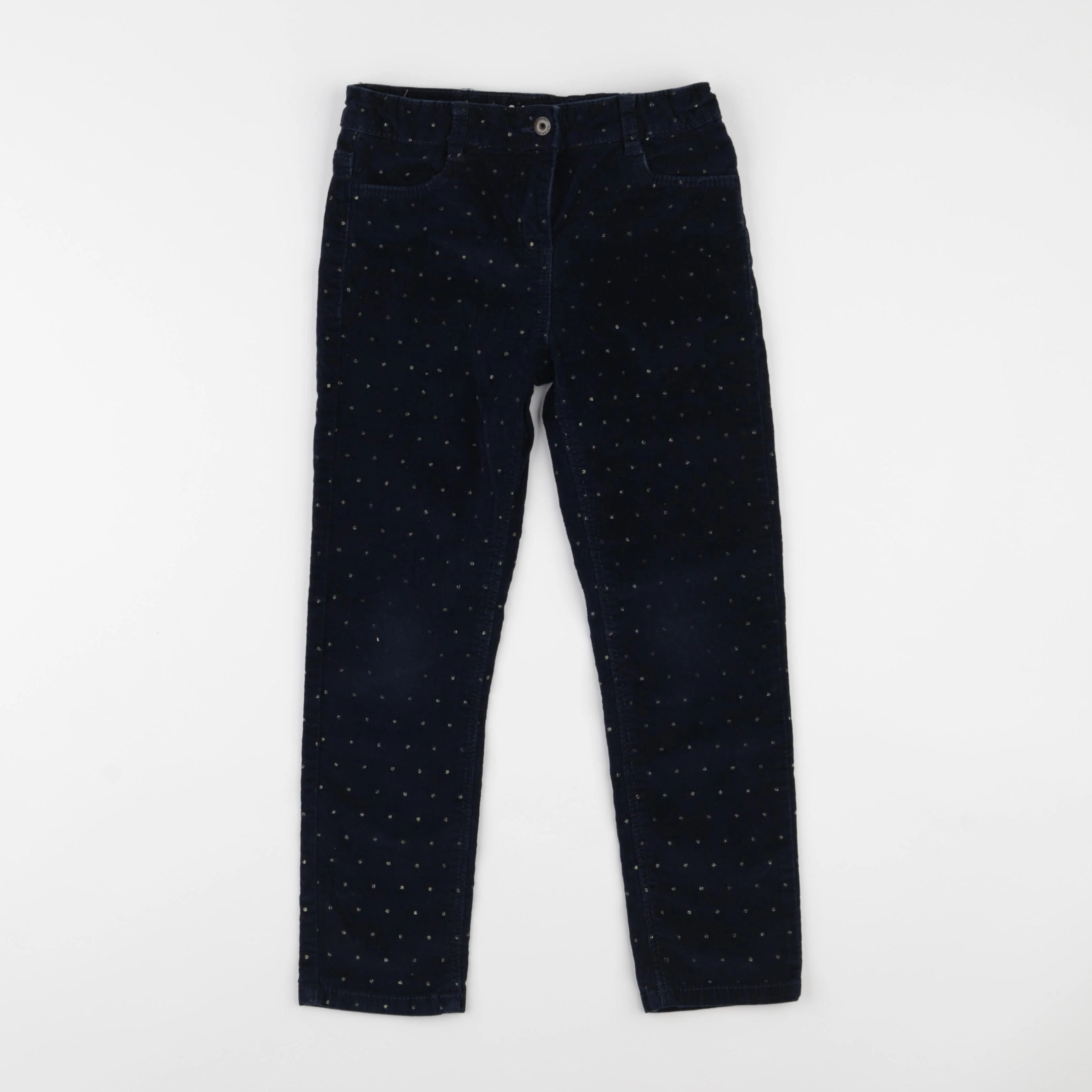 Vertbaudet - pantalon bleu, or - 7 ans