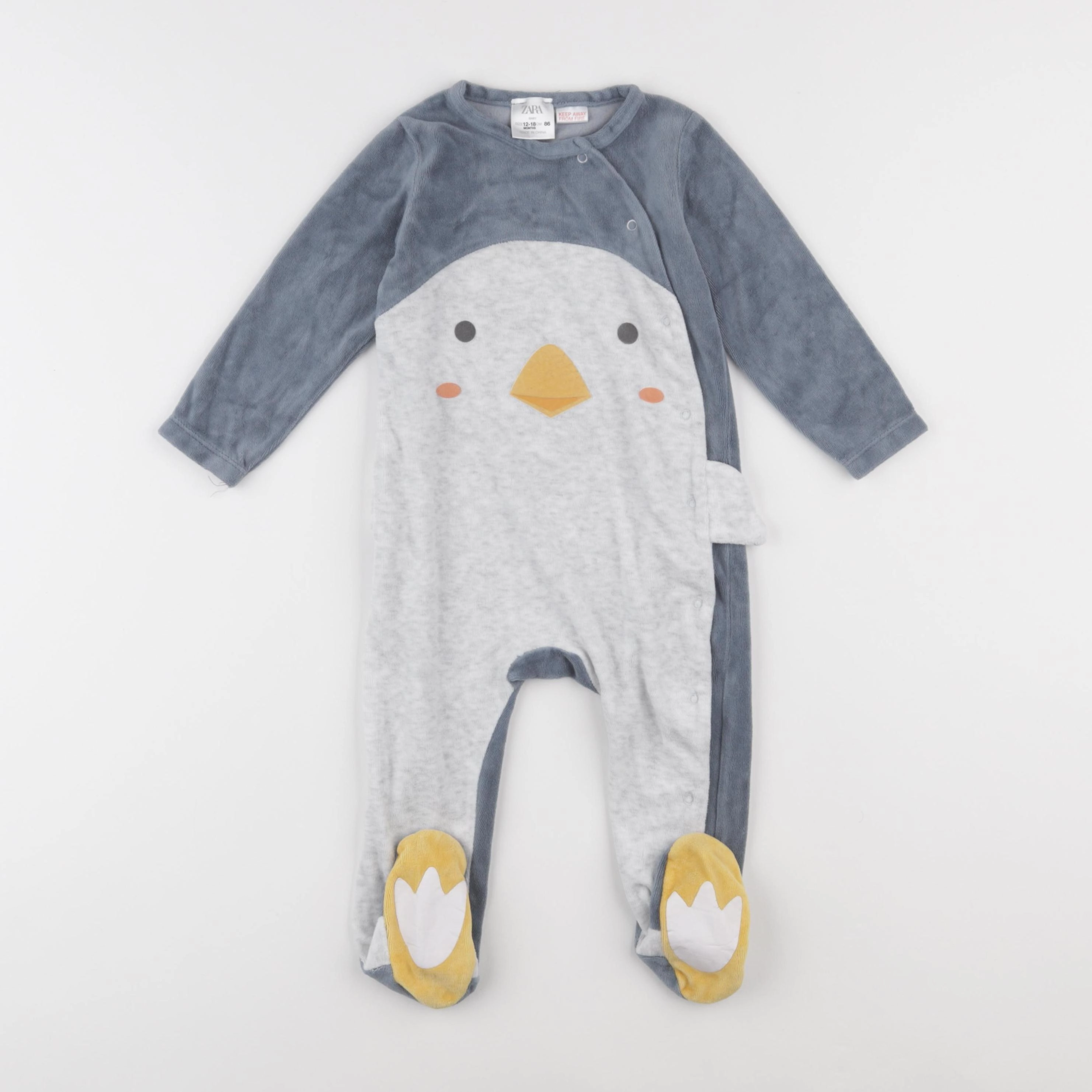 Zara - pyjama velours bleu - 12/18 mois
