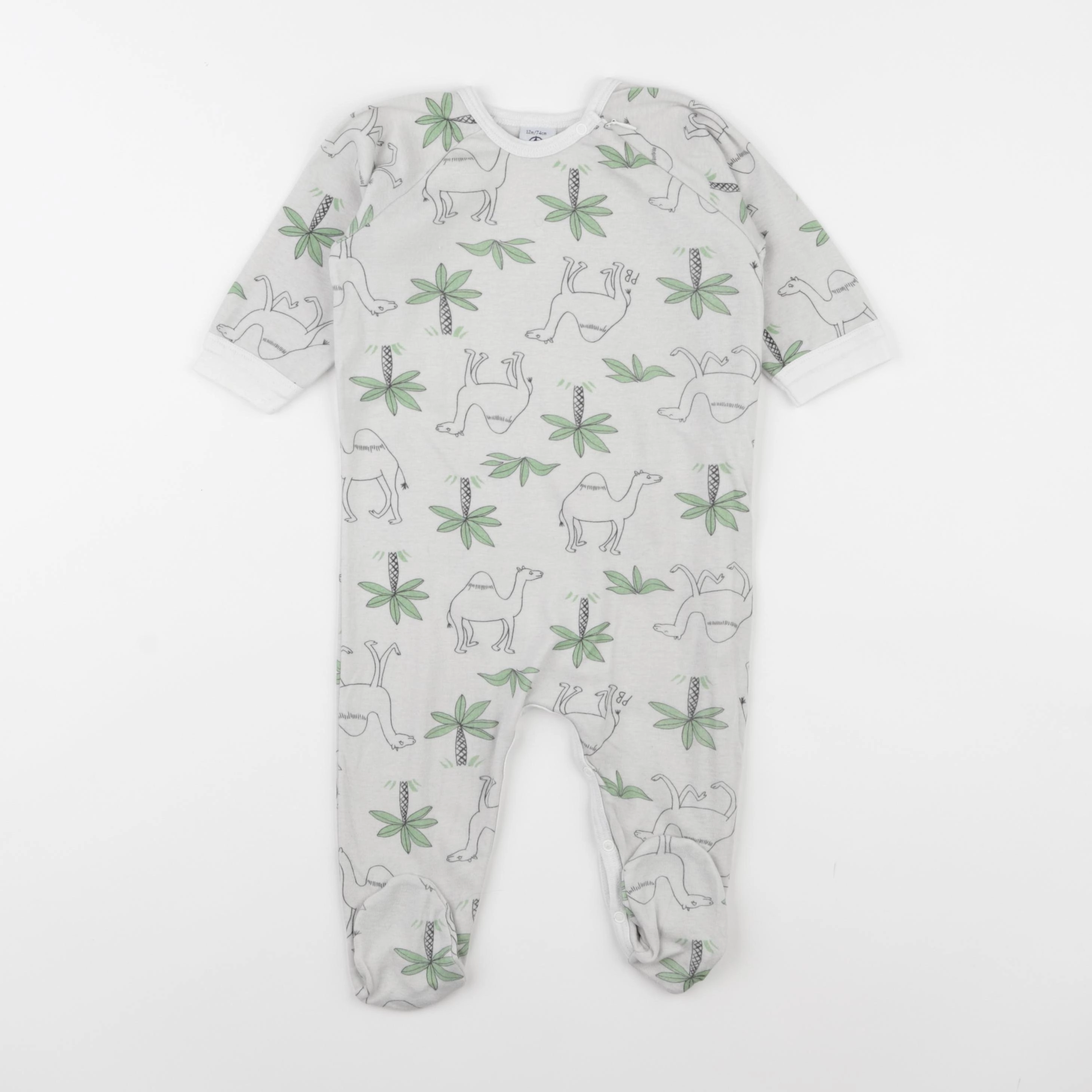 Petit Bateau - pyjama coton gris - 12 mois