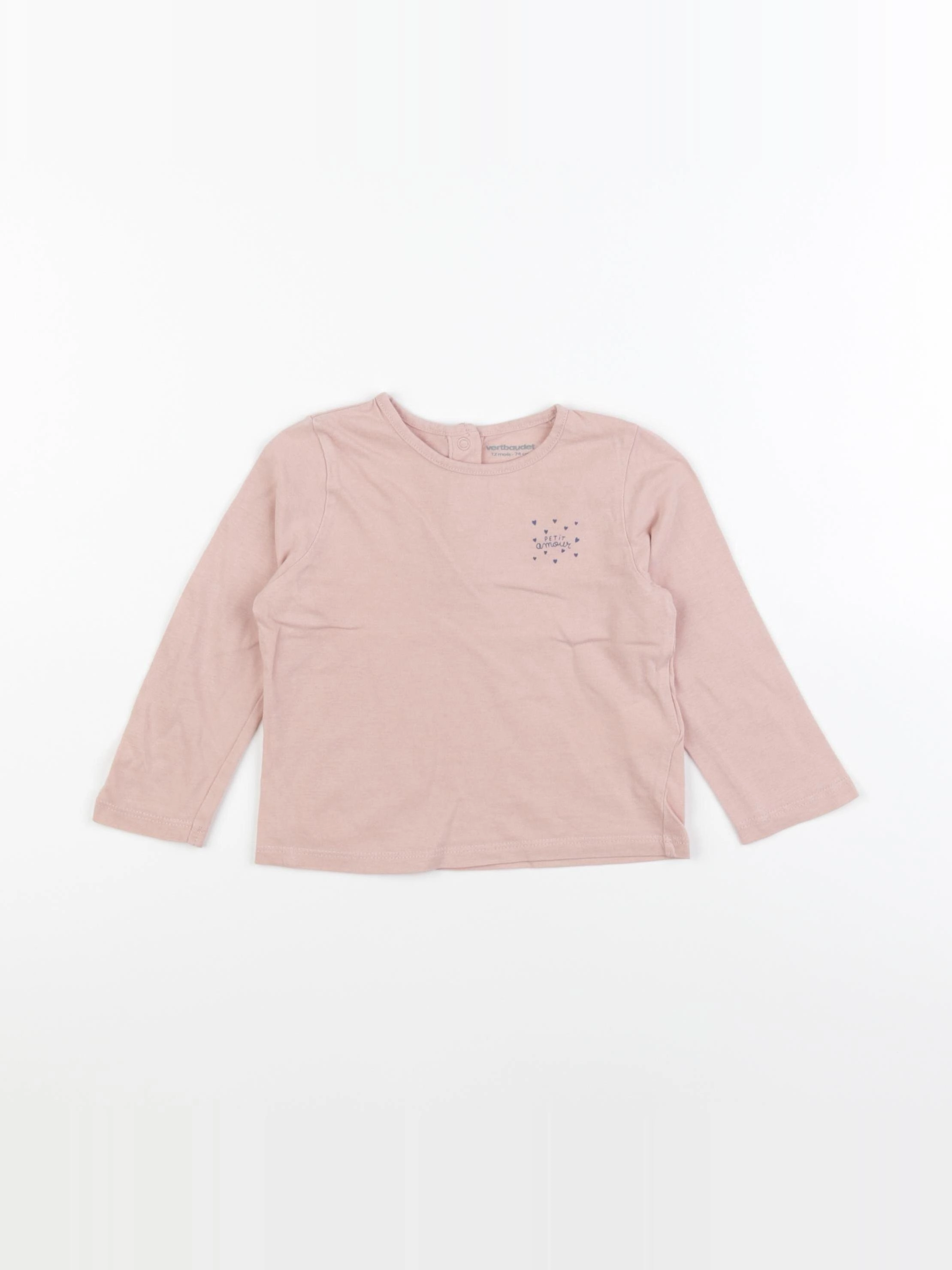 Vertbaudet - tee-shirt rose - 12 mois